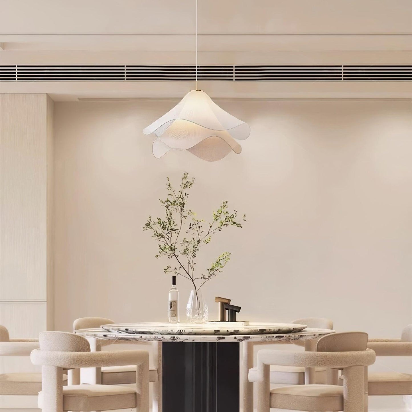 Corisande | Layered Pleated Fabric Floral Pendant Light