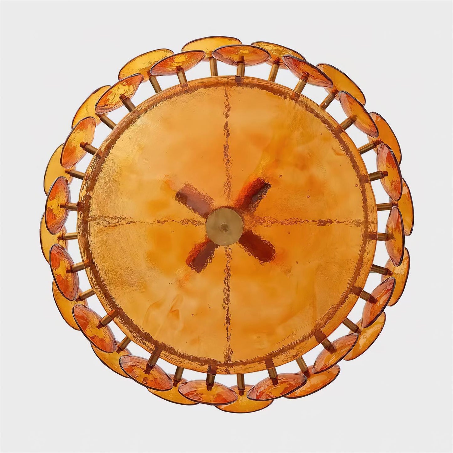 Karys | Elegant Tiered Round Amber Glass Drum Chandelier