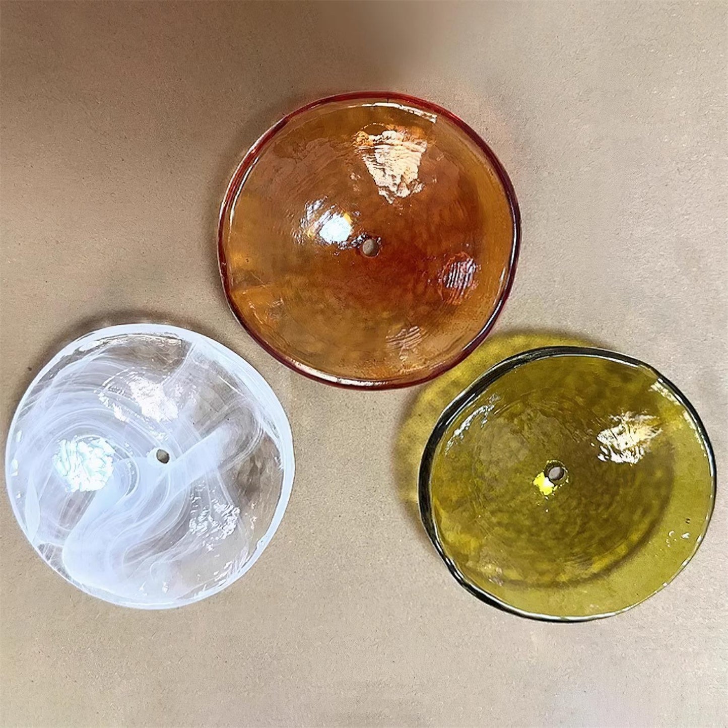 Karys | Elegant Tiered Round Amber Glass Drum Chandelier