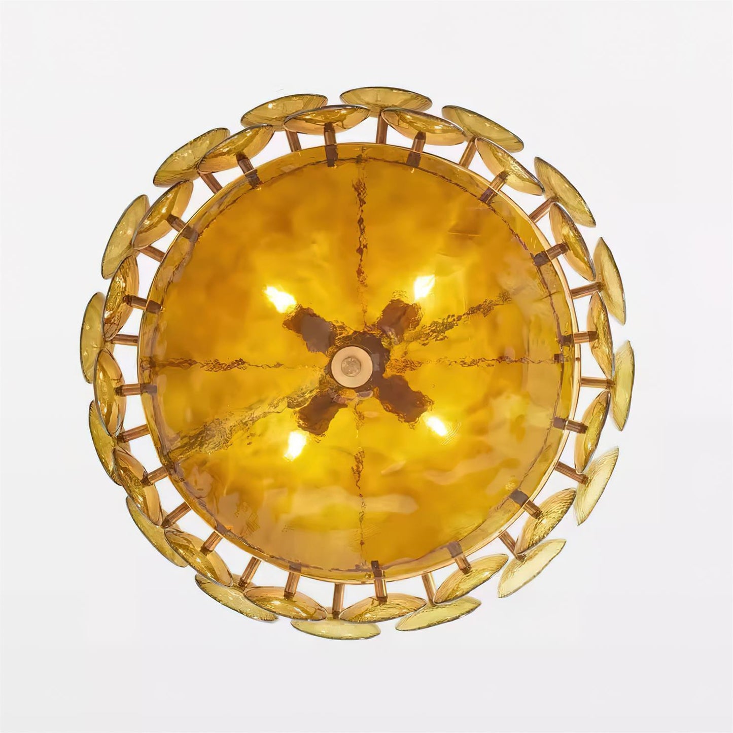 Karys | Elegant Tiered Round Amber Glass Drum Chandelier
