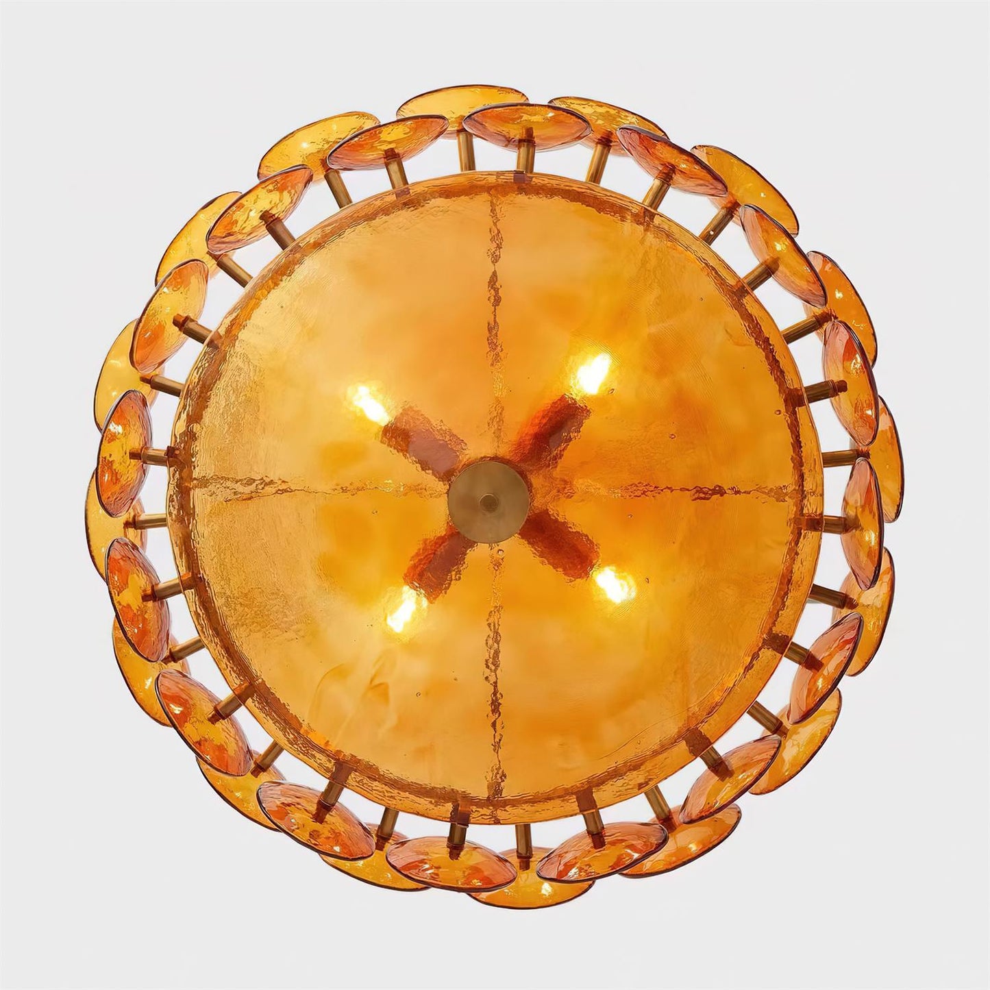 Karys | Elegant Tiered Round Amber Glass Drum Chandelier