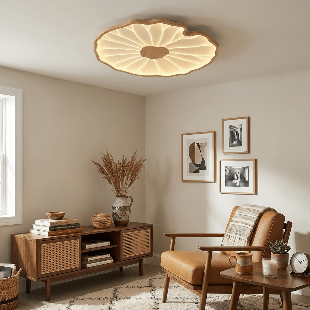Zoltaria | Organic Curved Leaf Petal Flush Mount Ceiling Light