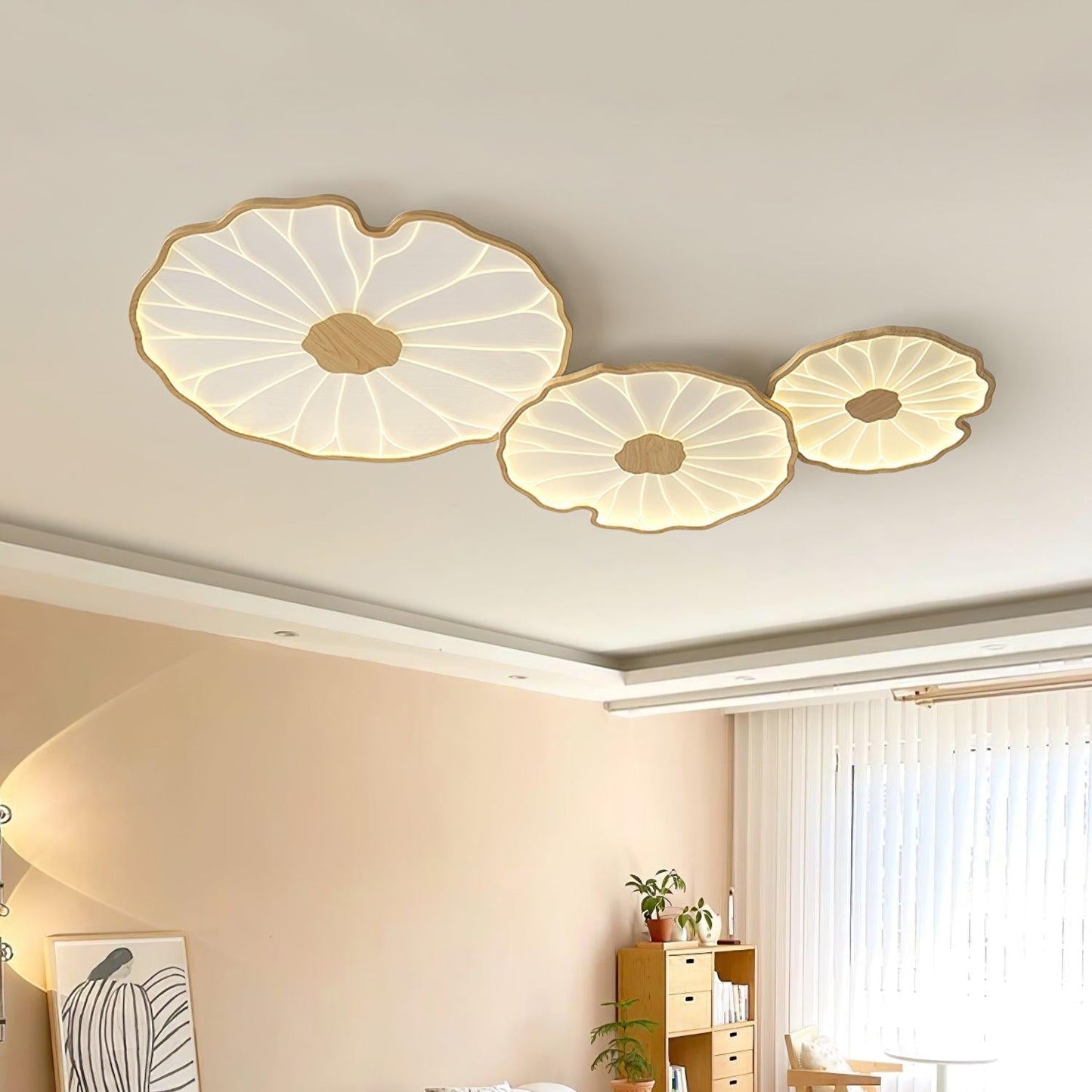 Thalixe | Lotus Leaf Silhouette Organic Scandi Flush Mount Ceiling Light