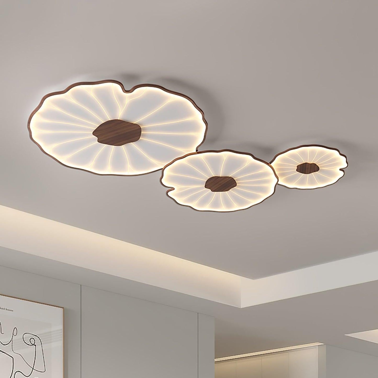 Thalixe | Lotus Leaf Silhouette Organic Scandi Flush Mount Ceiling Light