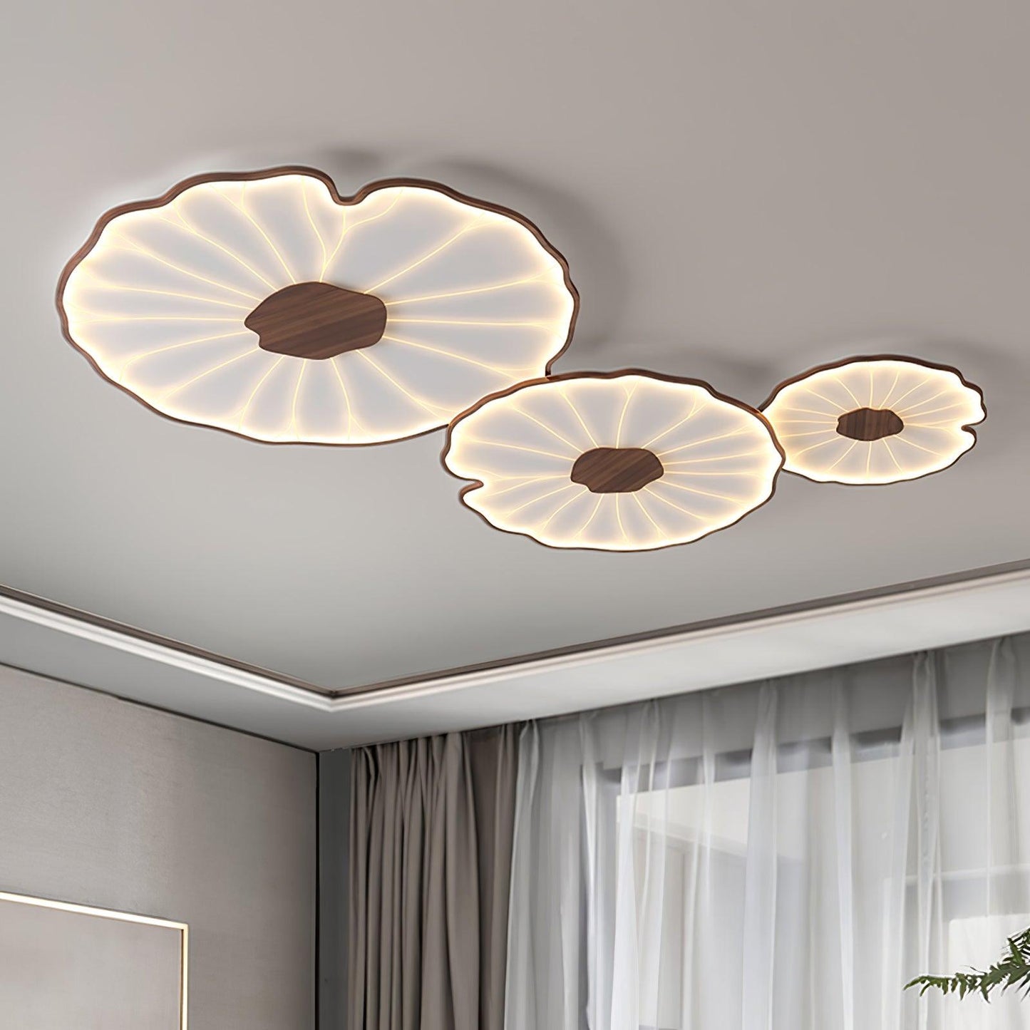 Thalixe | Lotus Leaf Silhouette Organic Scandi Flush Mount Ceiling Light