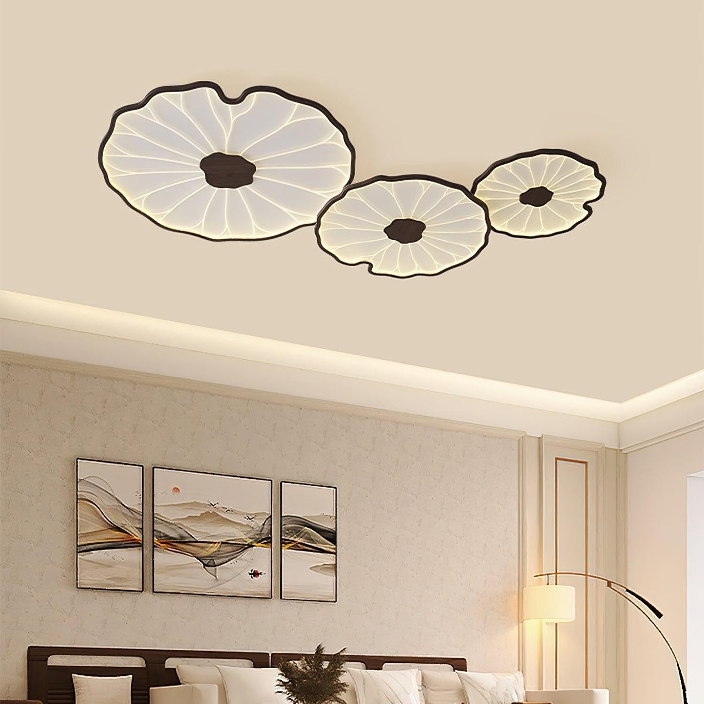 Thalixe | Lotus Leaf Silhouette Organic Scandi Flush Mount Ceiling Light