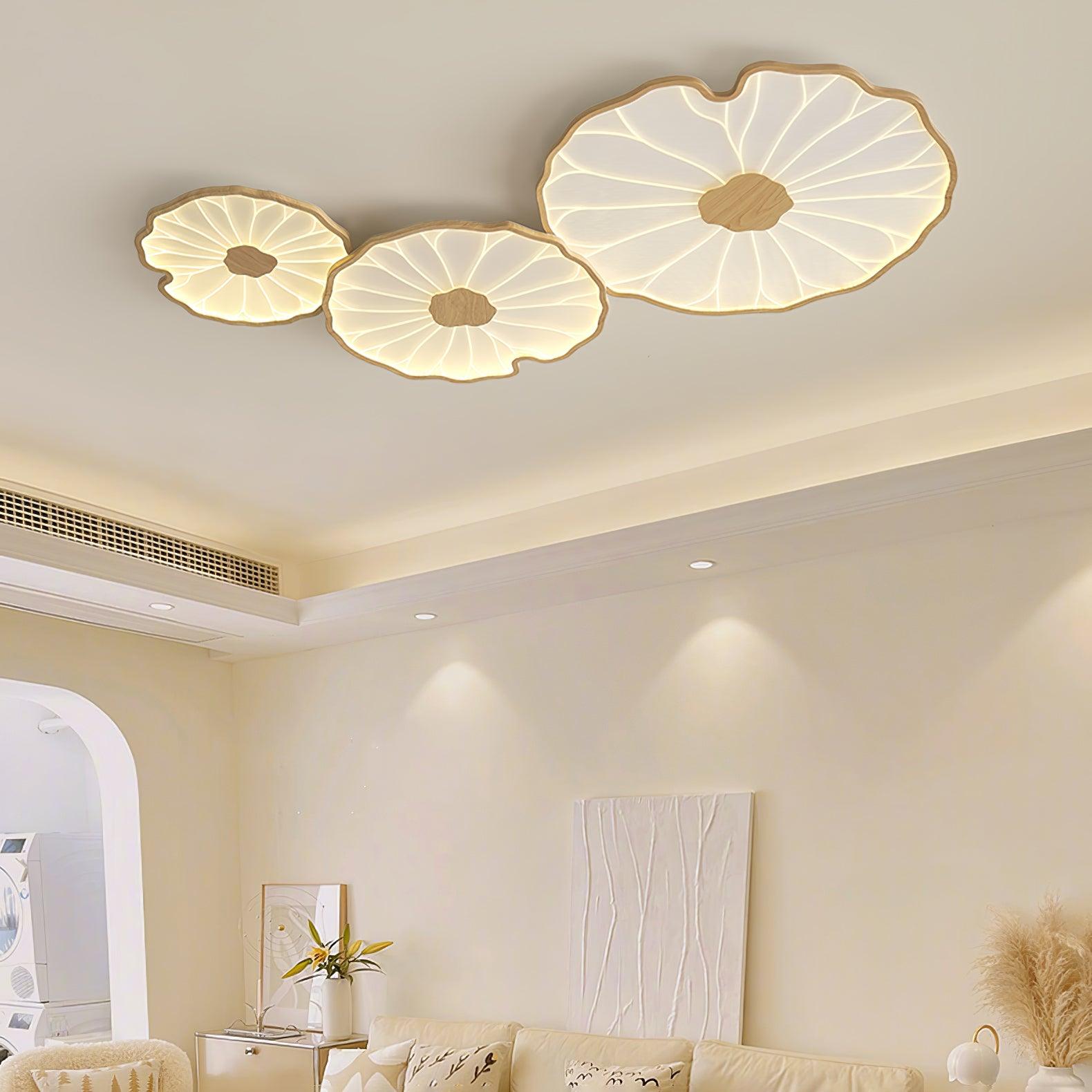 Thalixe | Lotus Leaf Silhouette Organic Scandi Flush Mount Ceiling Light