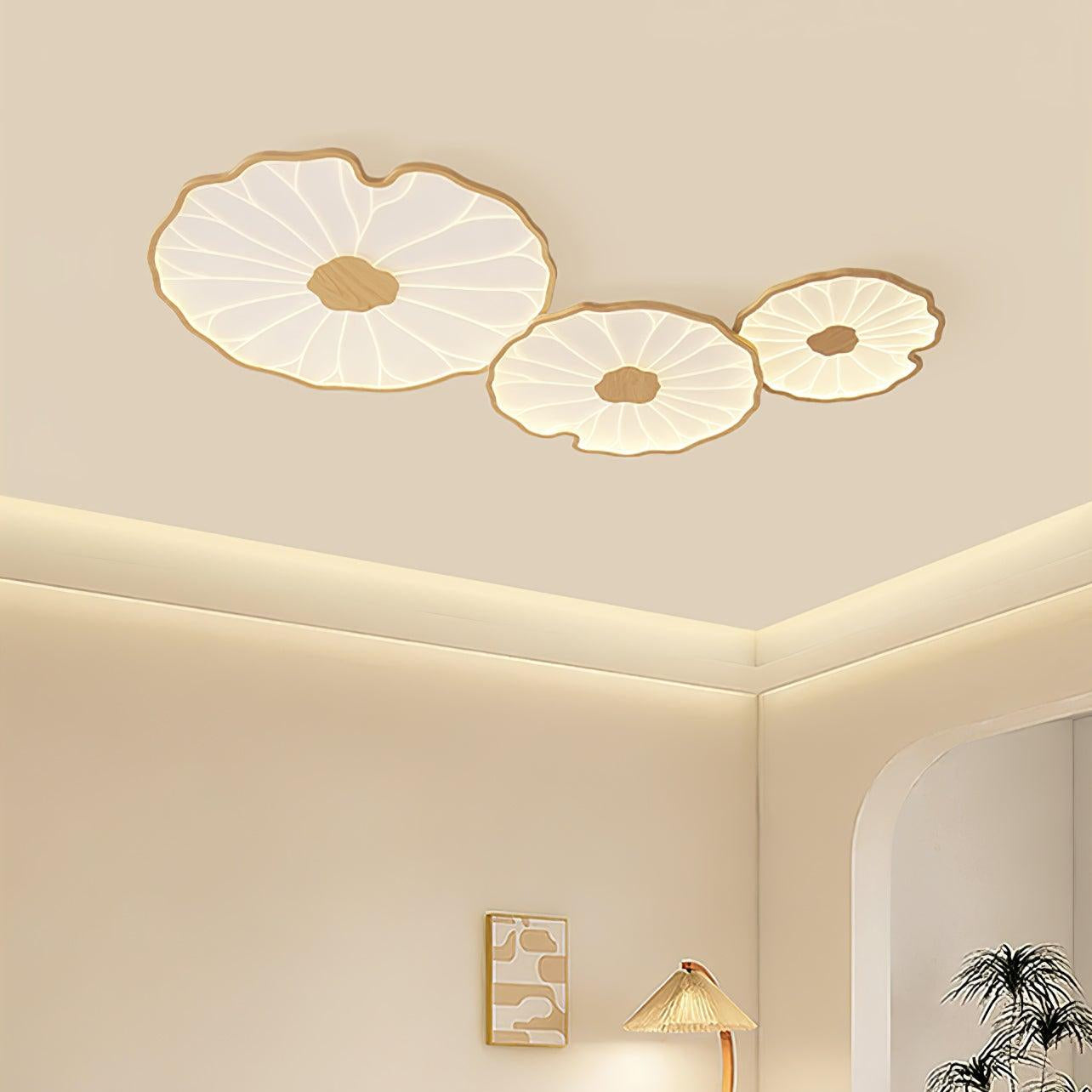 Thalixe | Lotus Leaf Silhouette Organic Scandi Flush Mount Ceiling Light