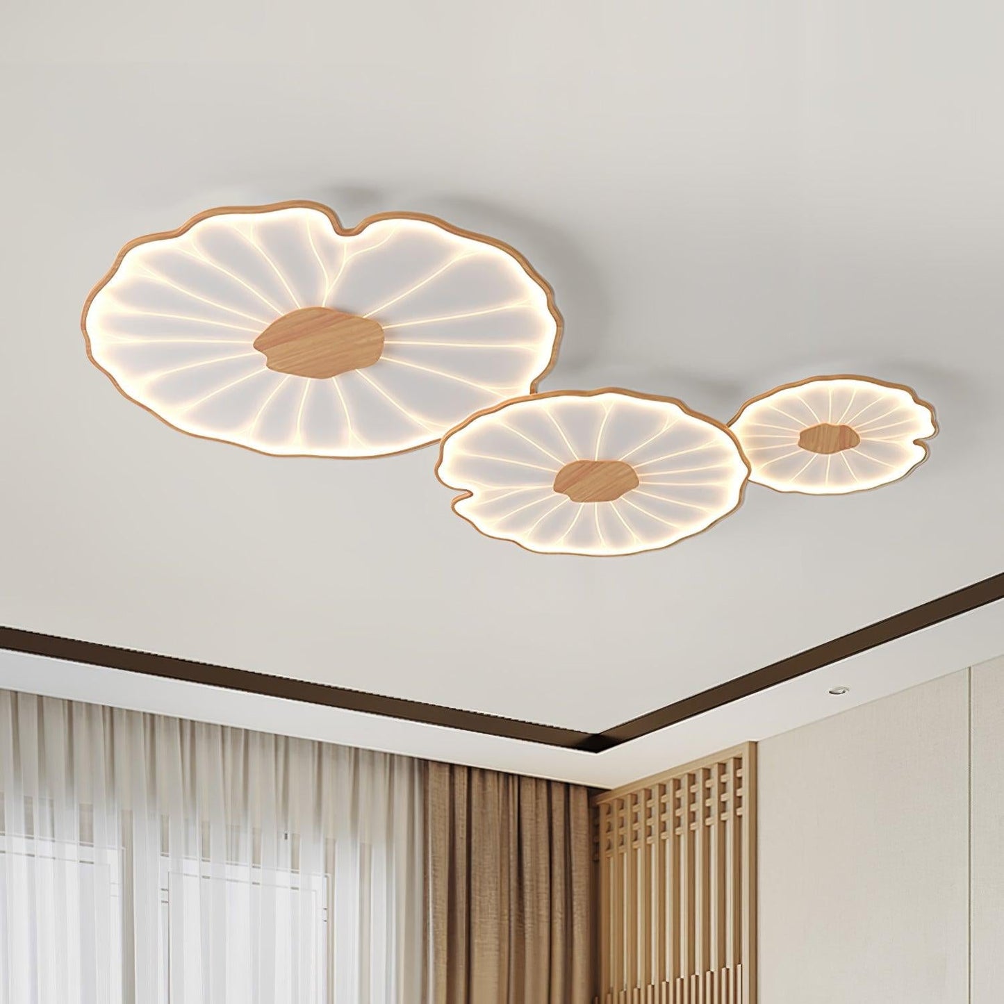 Thalixe | Lotus Leaf Silhouette Organic Scandi Flush Mount Ceiling Light