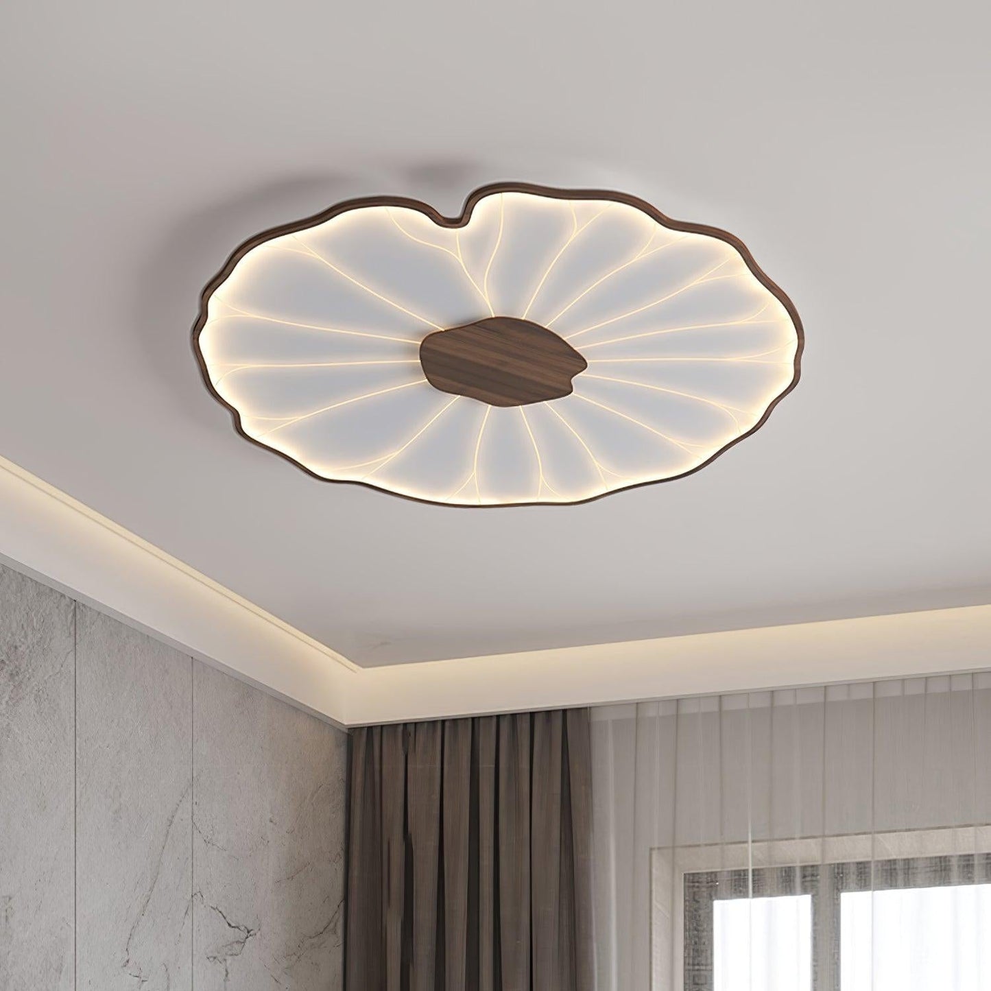 Thalixe | Lotus Leaf Silhouette Organic Scandi Flush Mount Ceiling Light
