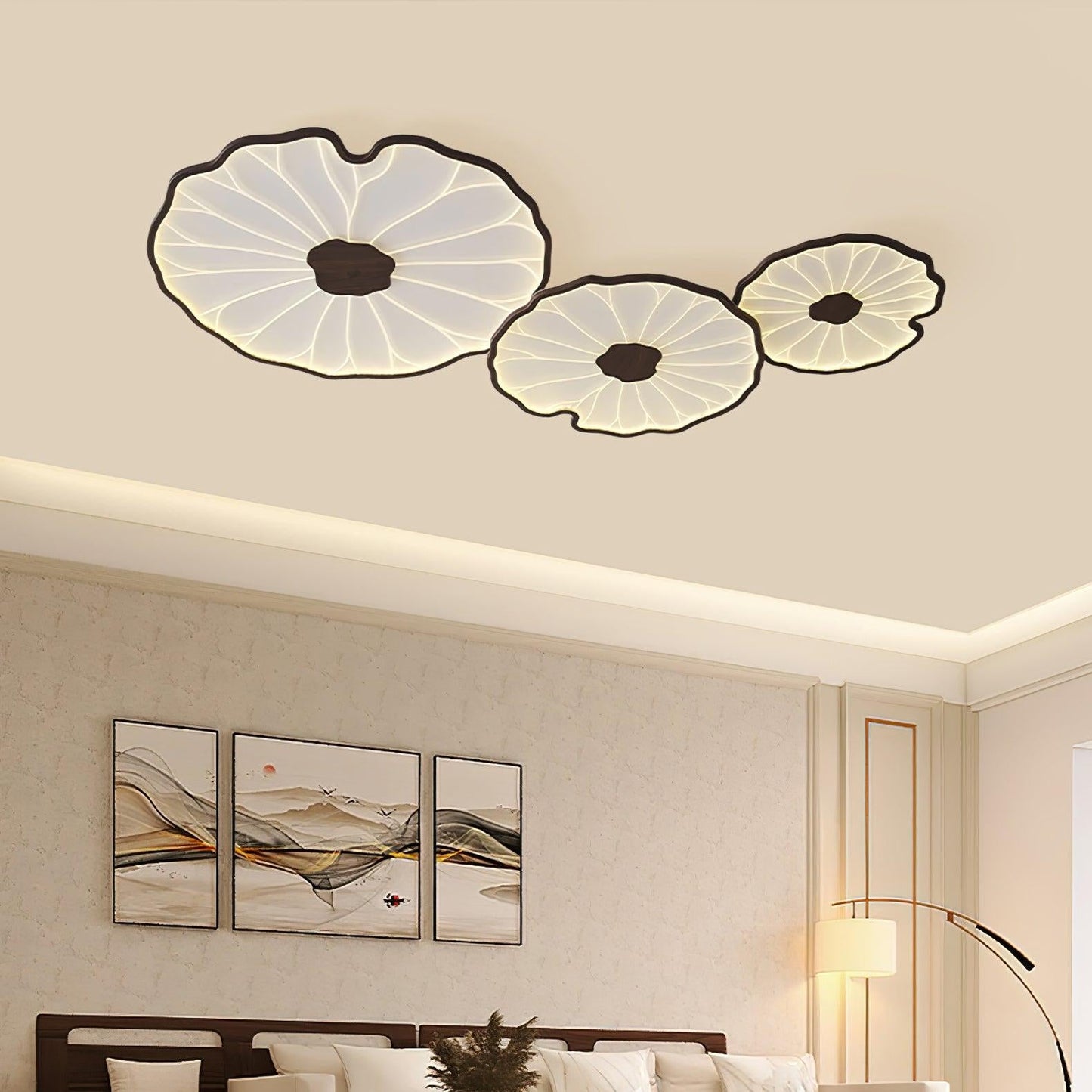 Thalixe | Lotus Leaf Silhouette Organic Scandi Flush Mount Ceiling Light