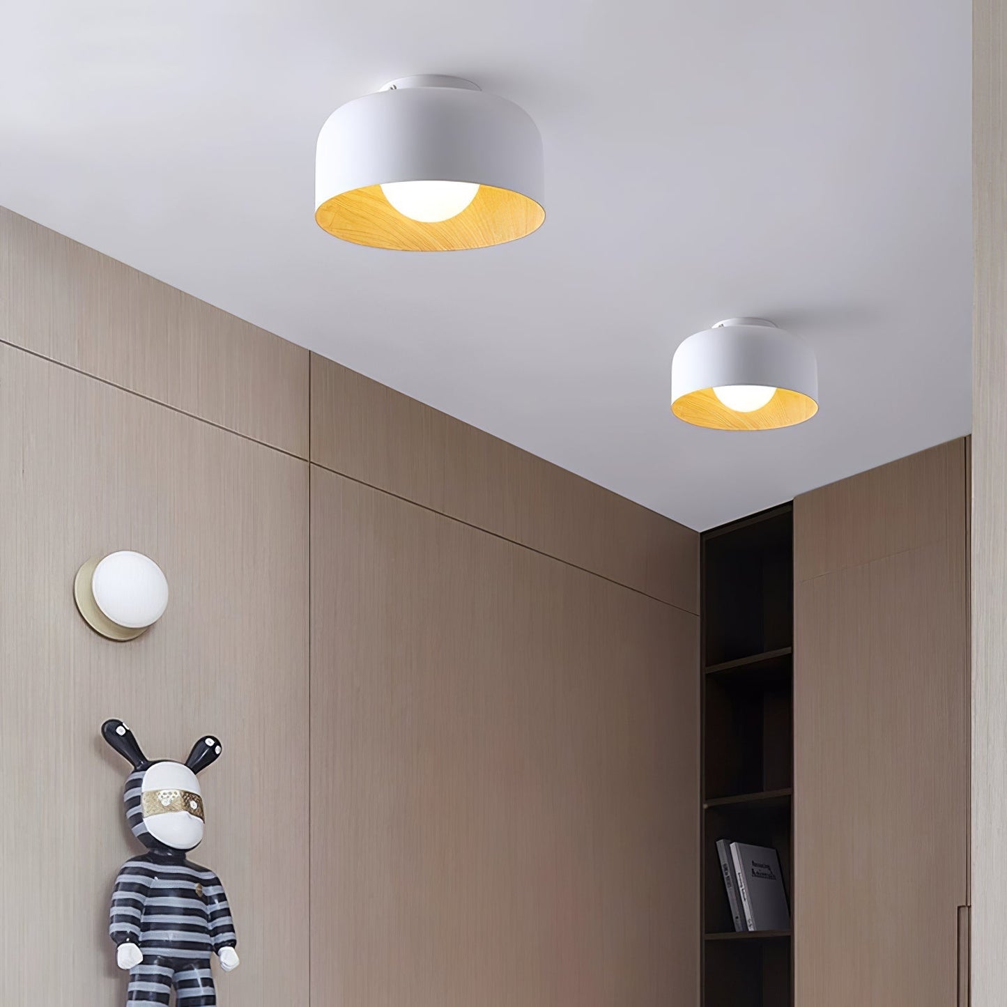 Vervante | Architectural Curved Wood Grain Textured Ceiling Light