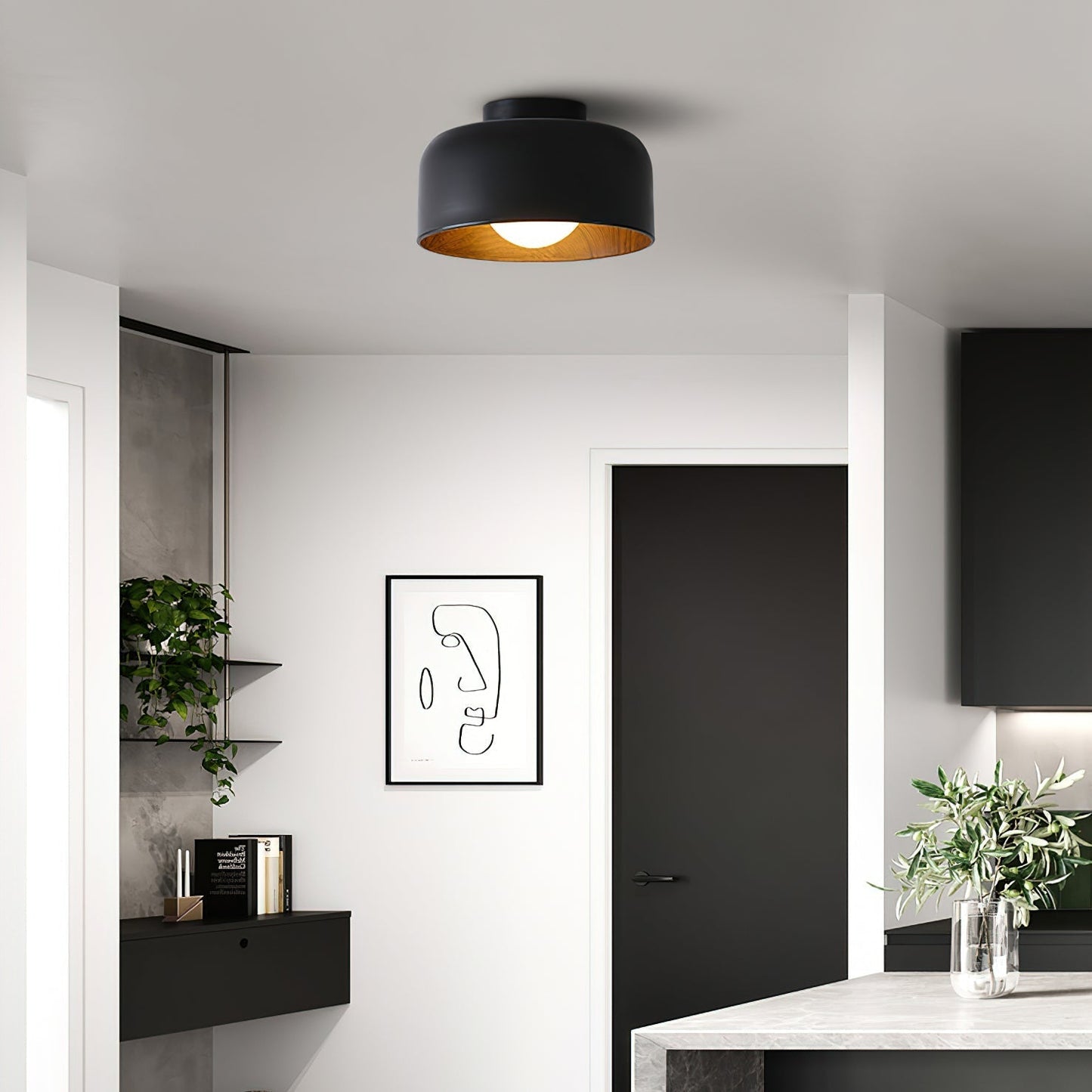 Vervante | Architectural Curved Wood Grain Textured Ceiling Light