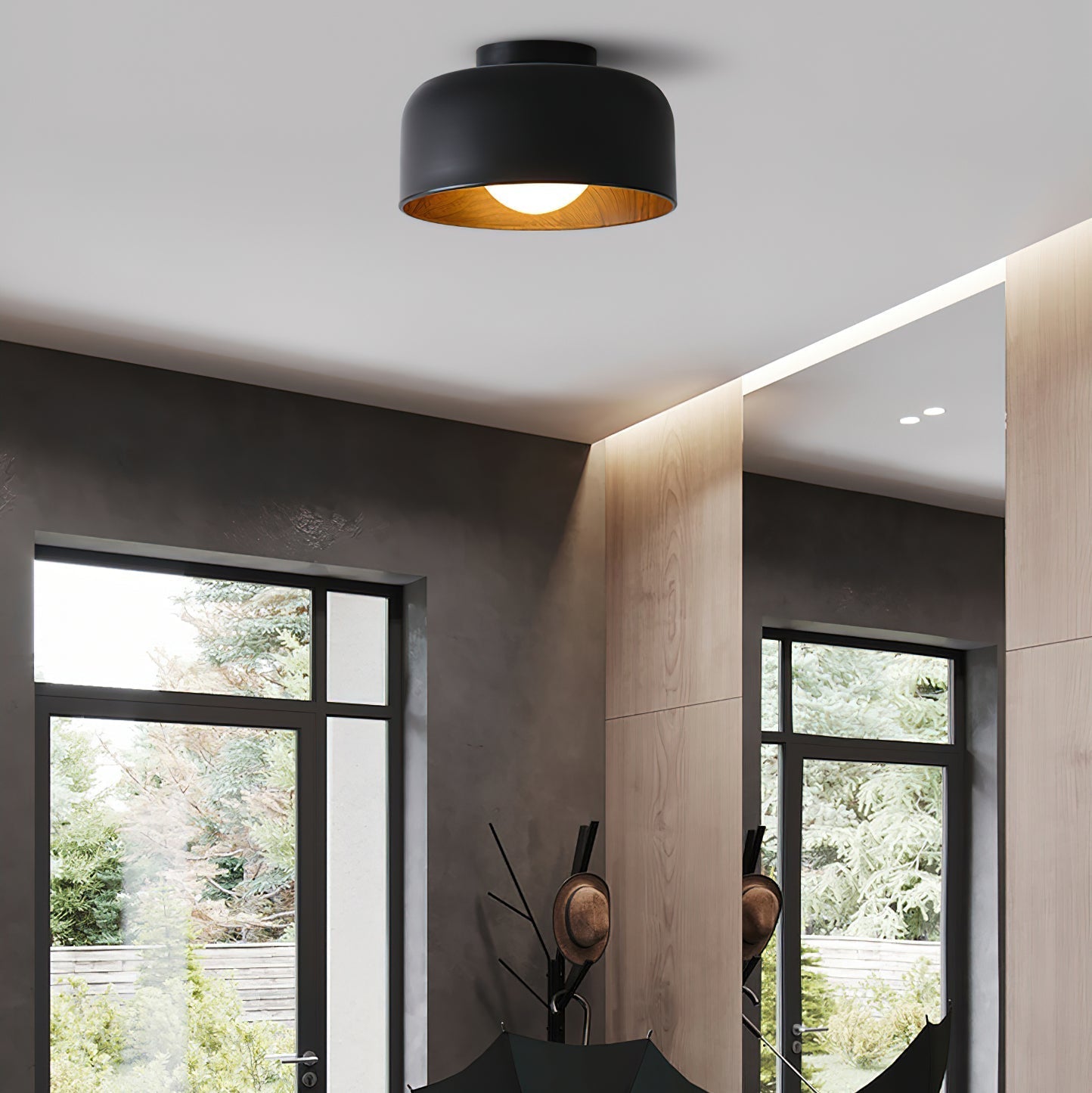 Vervante | Architectural Curved Wood Grain Textured Ceiling Light