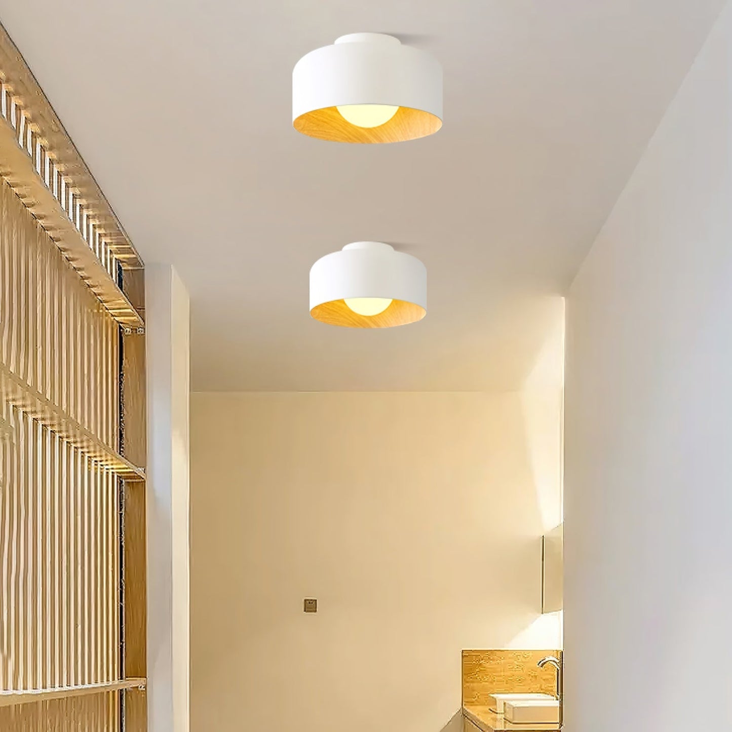 Vervante | Architectural Curved Wood Grain Textured Ceiling Light