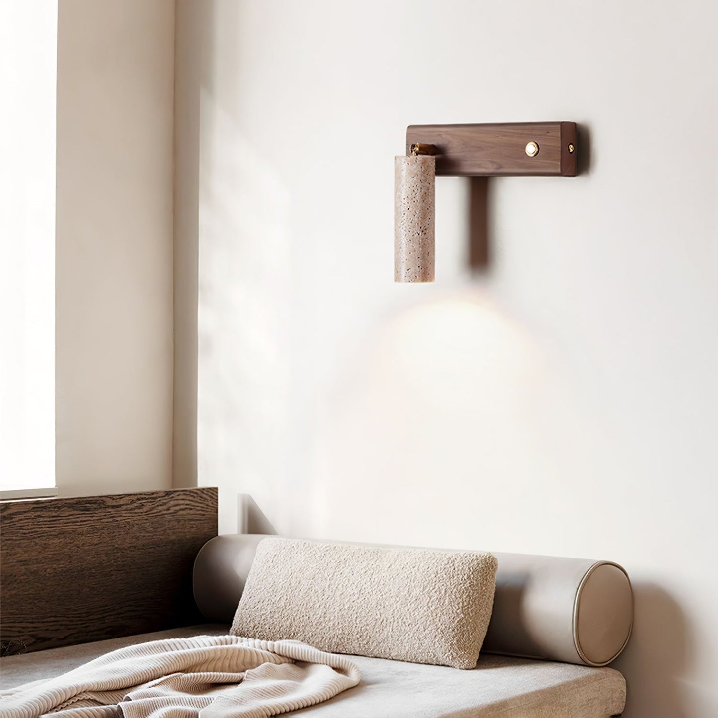 Verluxen | Sleek Cylindrical Travertine Stone Wall Light