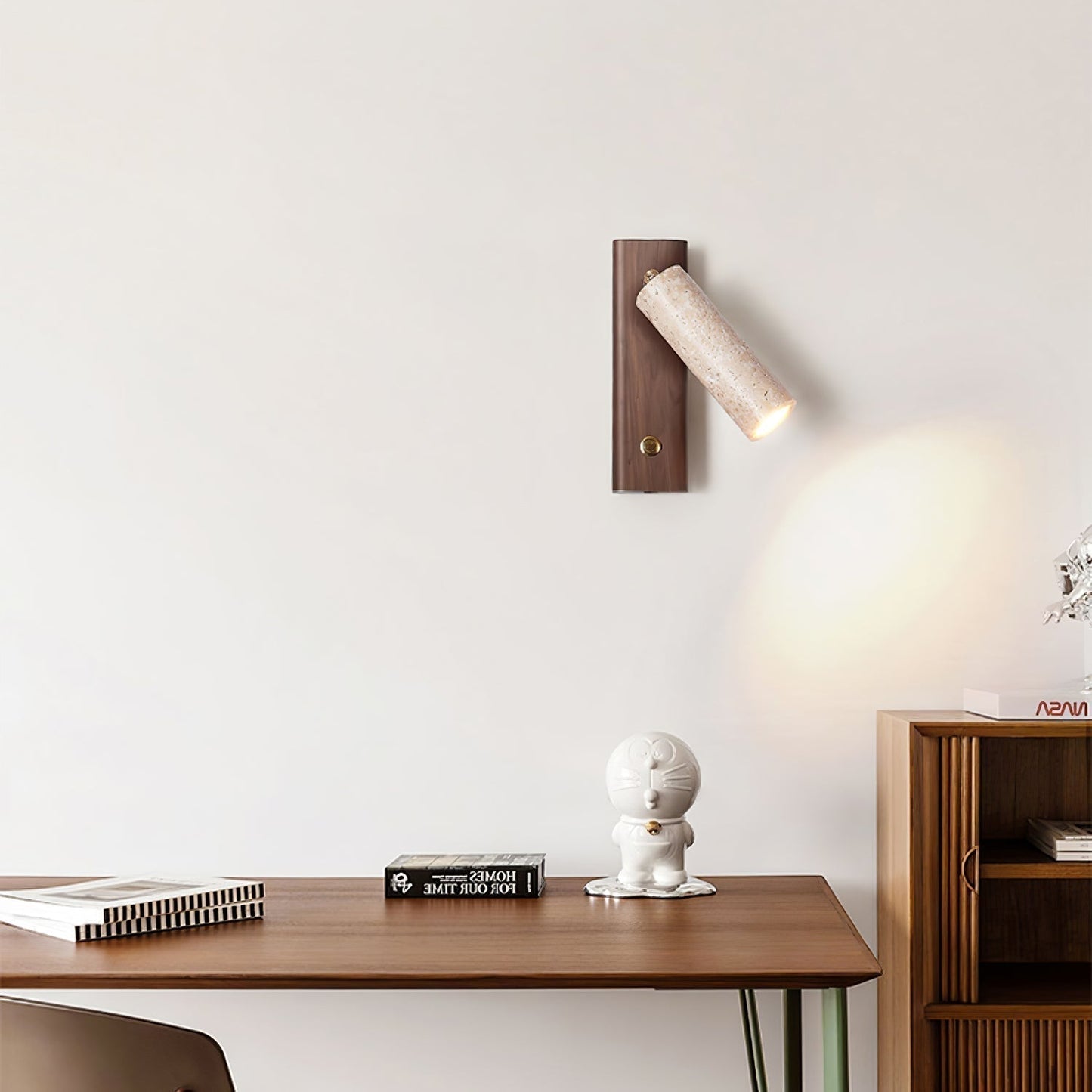 Verluxen | Sleek Cylindrical Travertine Stone Wall Light