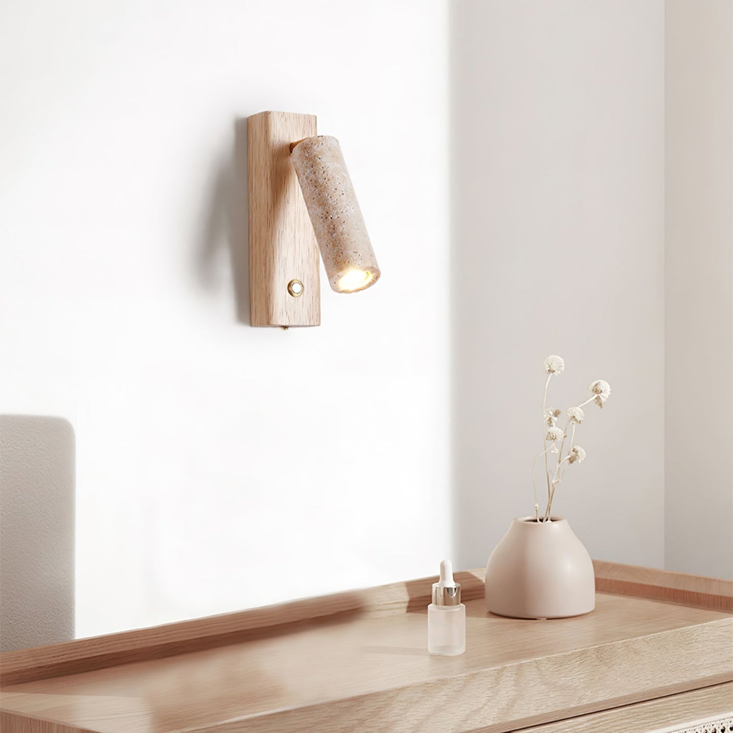 Verluxen | Sleek Cylindrical Travertine Stone Wall Light