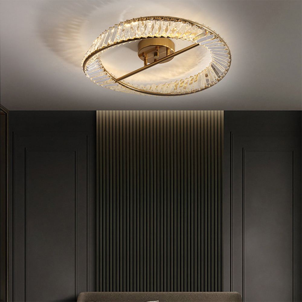 Crysella | Contemporary Radiant Crystal Halo Ring Ceiling Light