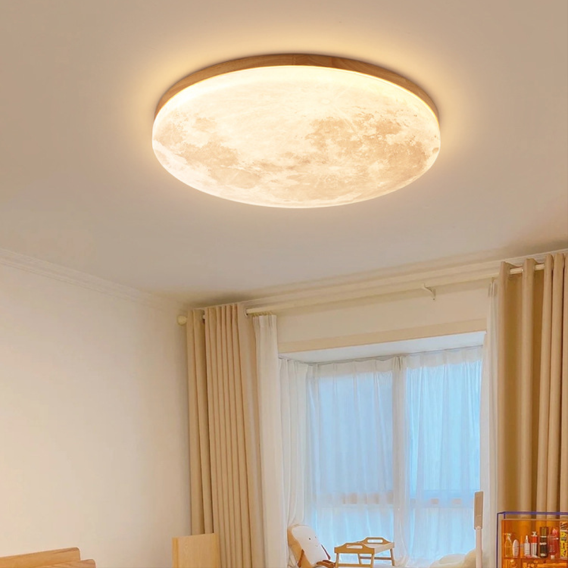 Lunis | Realistic Moon Texture Flush Mount Ceiling Light