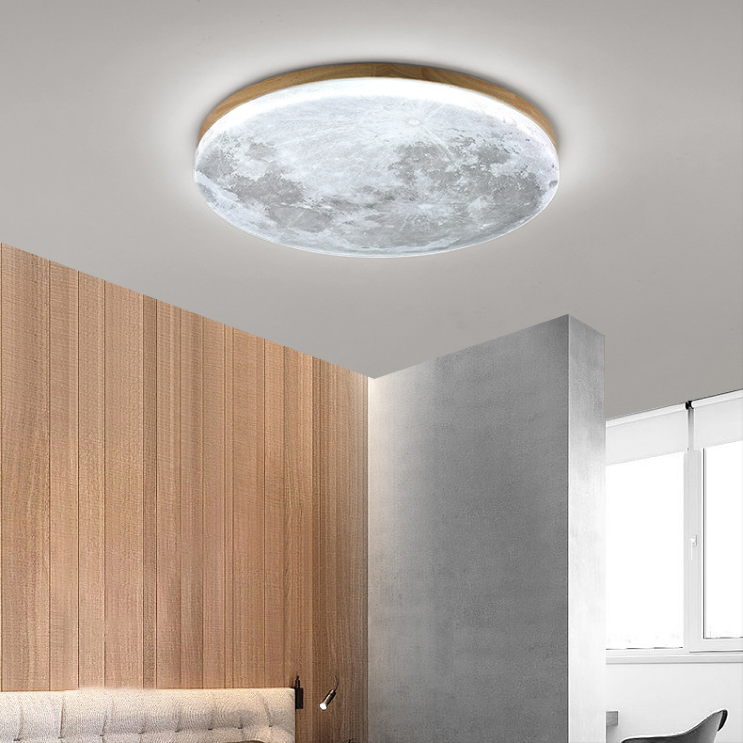 Lunis | Realistic Moon Texture Flush Mount Ceiling Light