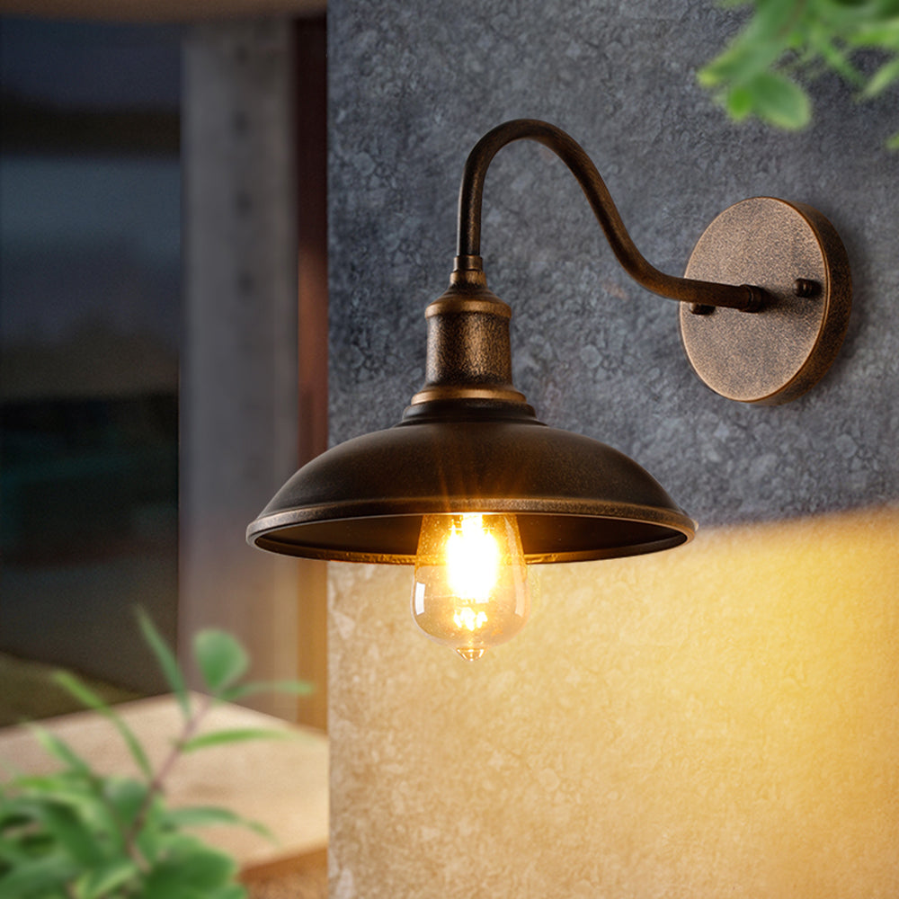 Eldenstyr | Vintage Bowl Silhouette Rustic Metal Sconce Wall Light