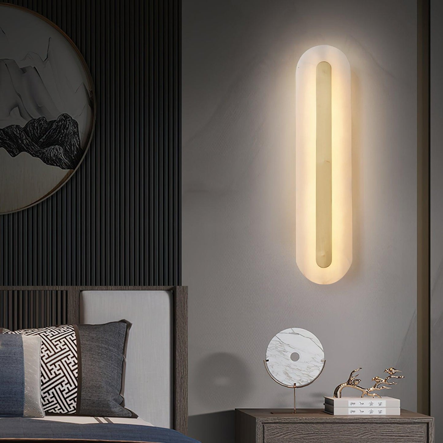 Corinthia | Alabaster Cylindrical Translucent Stone Wall Light
