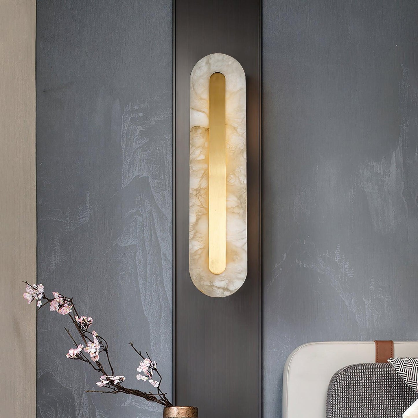 Corinthia | Alabaster Cylindrical Translucent Stone Wall Light