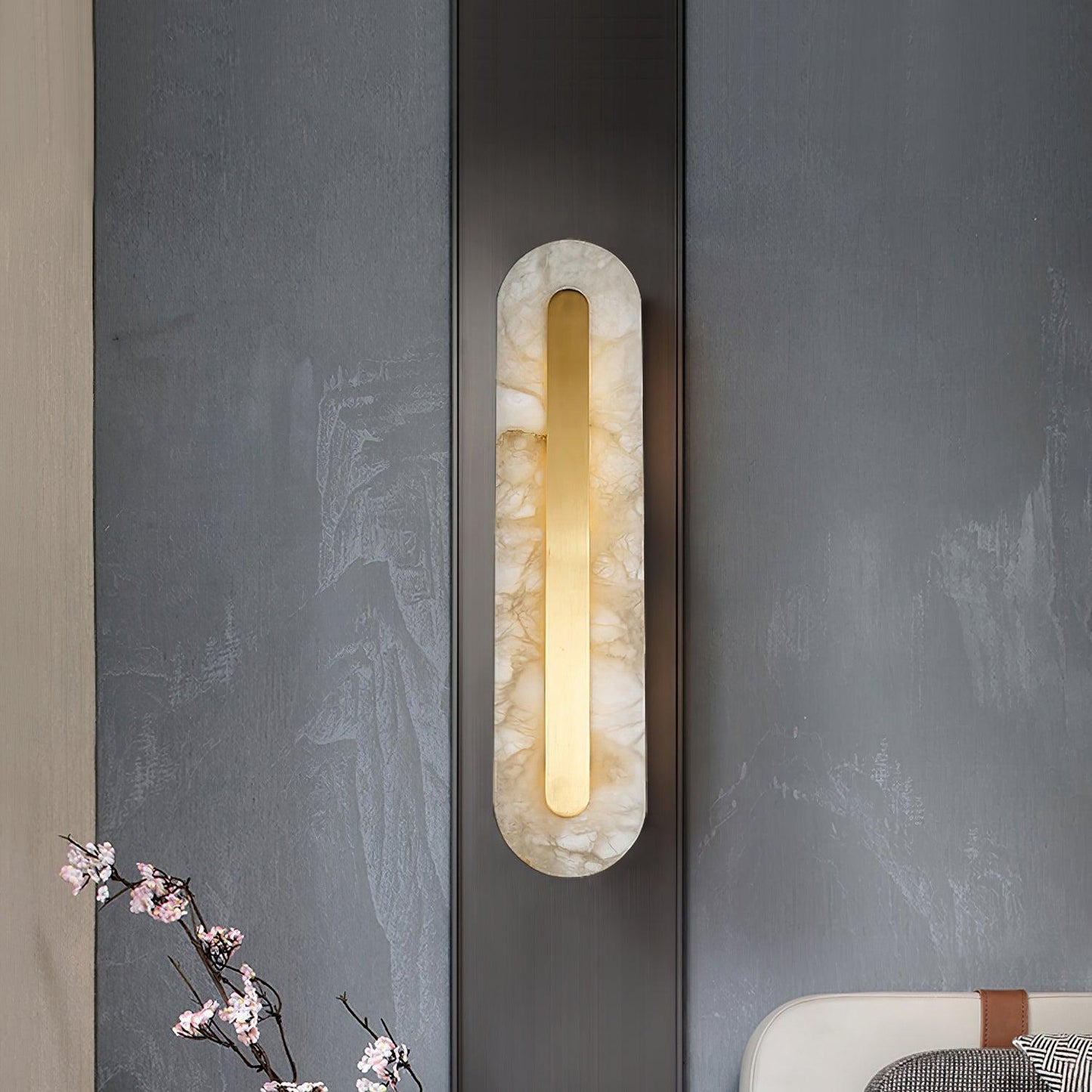 Corinthia | Alabaster Cylindrical Translucent Stone Wall Light