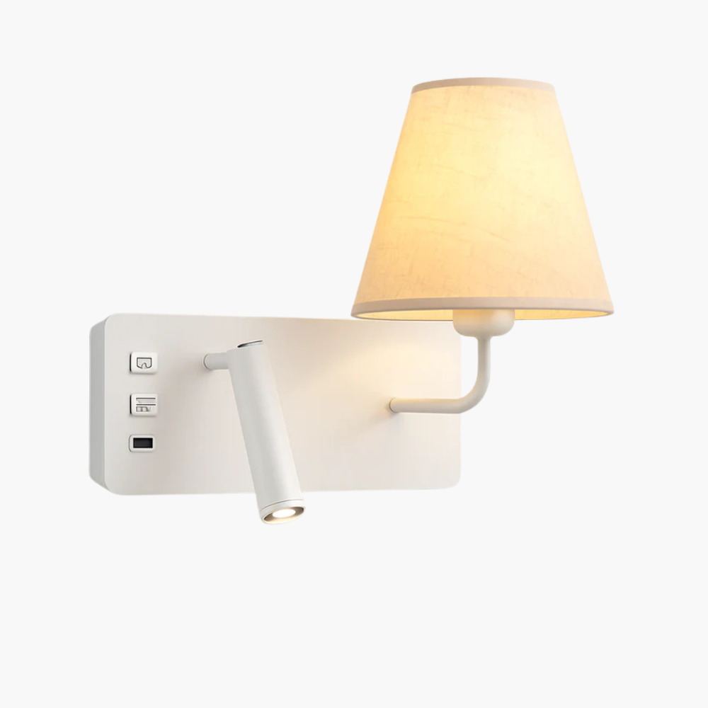 Marrowen | Cylindrical Textured Fabric Dual Source Wall Light with Reading Lamp