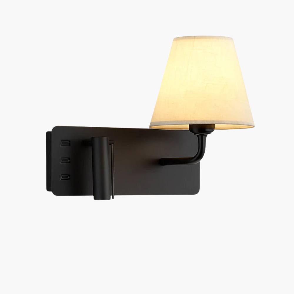 Marrowen | Cylindrical Textured Fabric Dual Source Wall Light with Reading Lamp