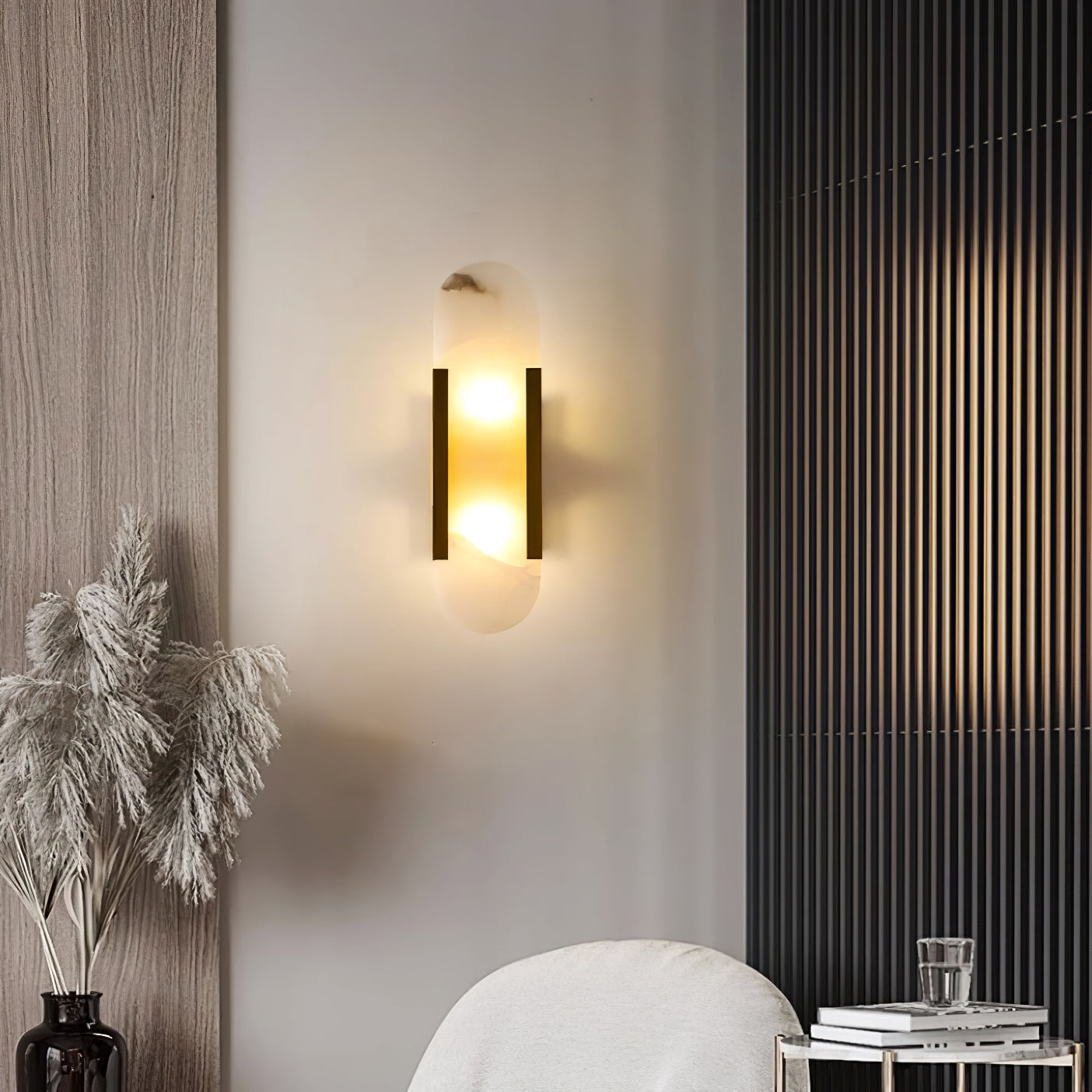Ivalis | Modern Elongated Alabaster Stone Wall Light