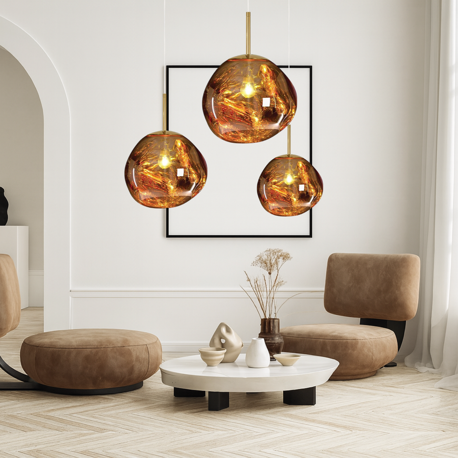 Fusio | Contemporary Abstract Melted Globe Pendant Light