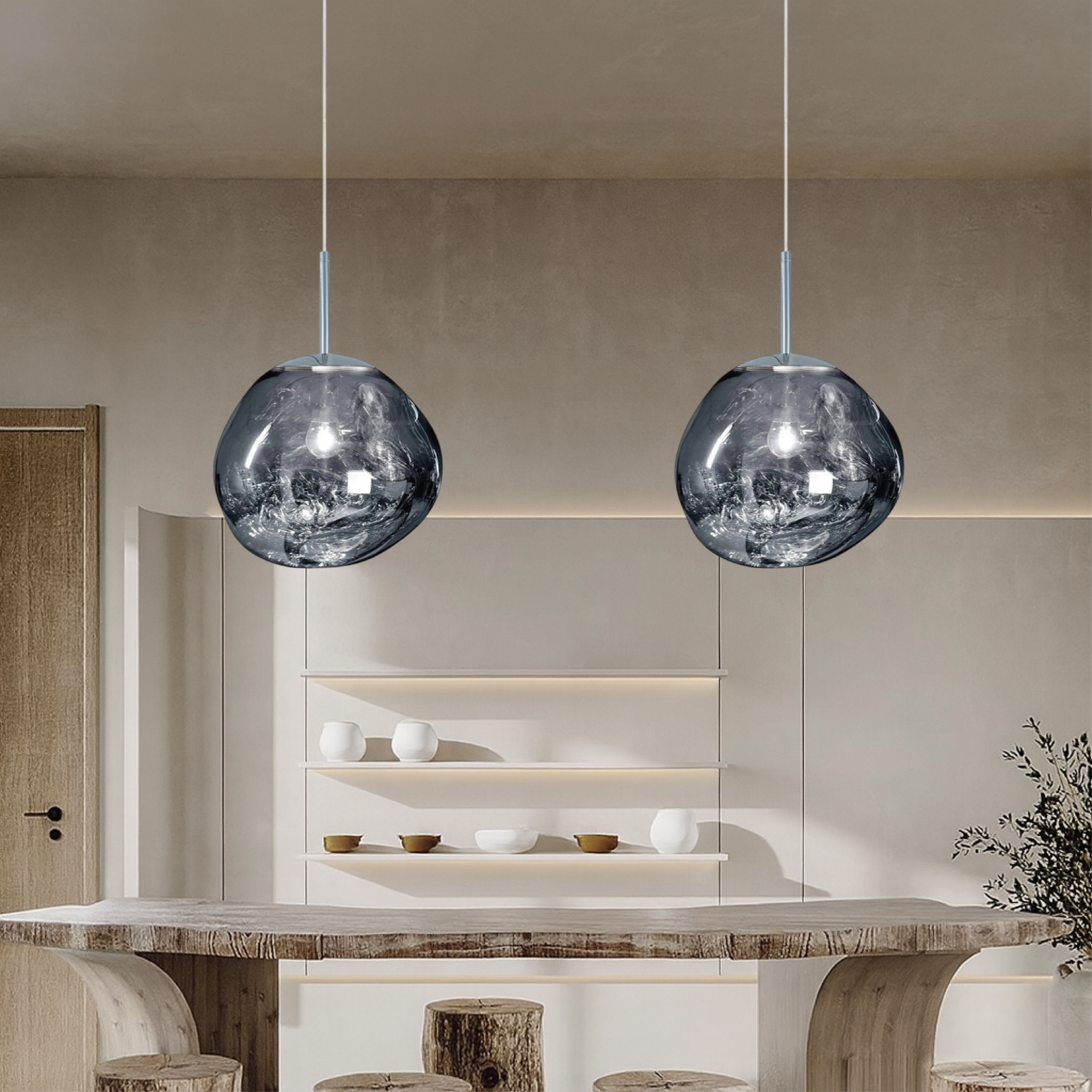 Fusio | Contemporary Abstract Melted Globe Pendant Light