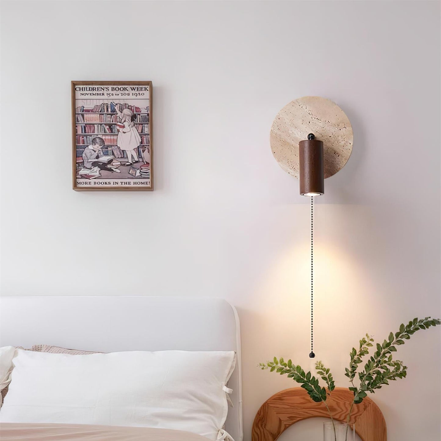 Luvidore | Sculptural Geometric Travertine Disc Swing Sconce Wall Light