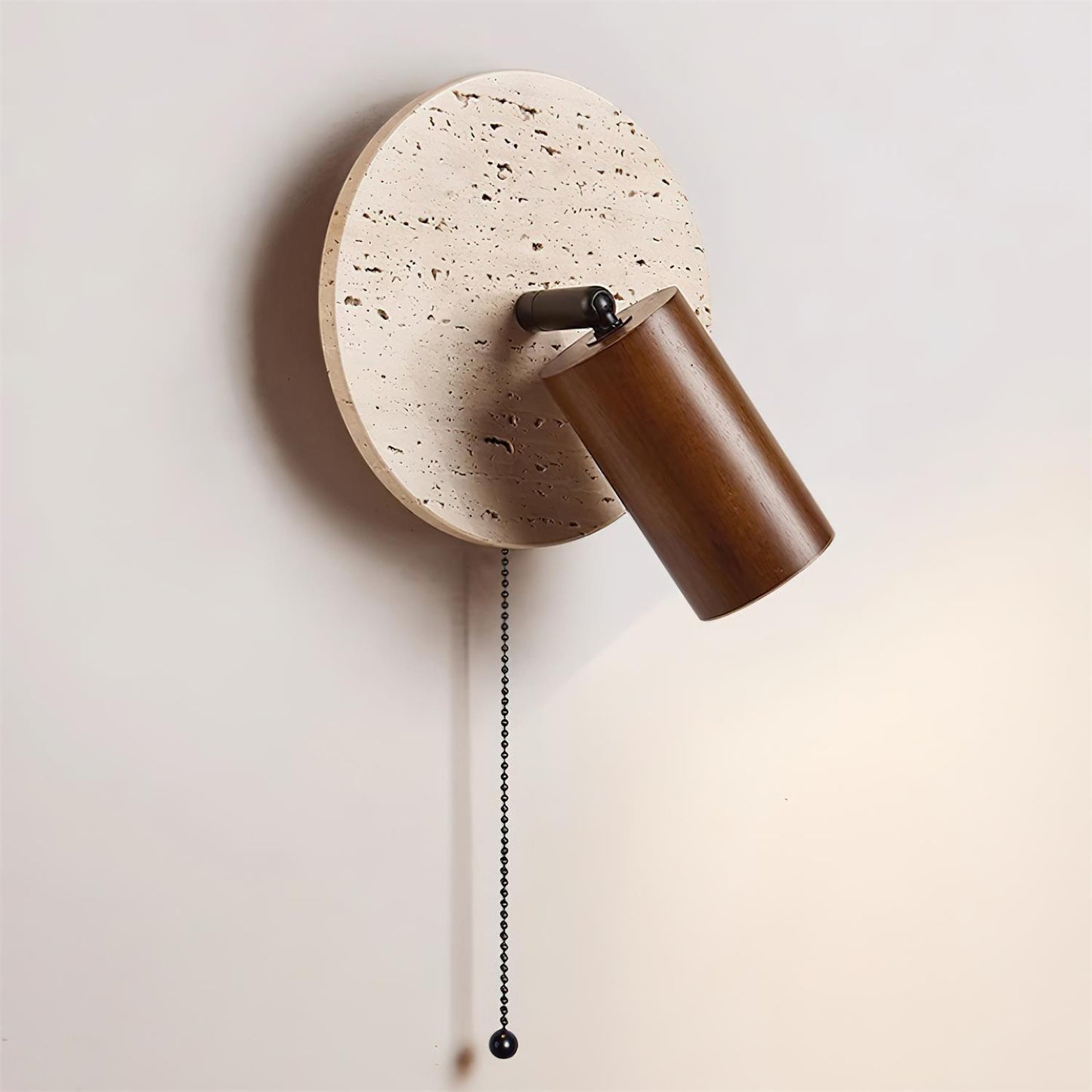 Luvidore | Sculptural Geometric Travertine Disc Swing Sconce Wall Light