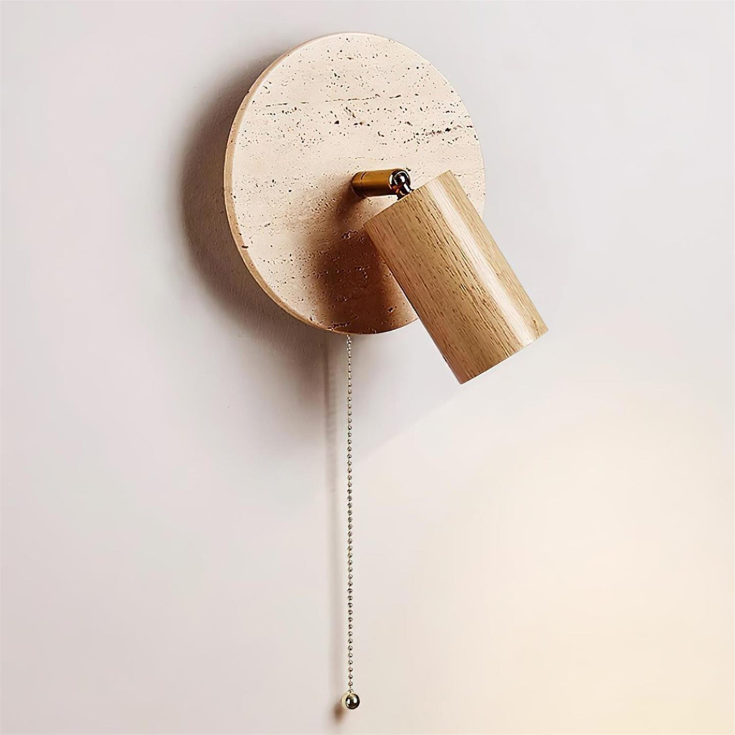 Luvidore | Sculptural Geometric Travertine Disc Swing Sconce Wall Light