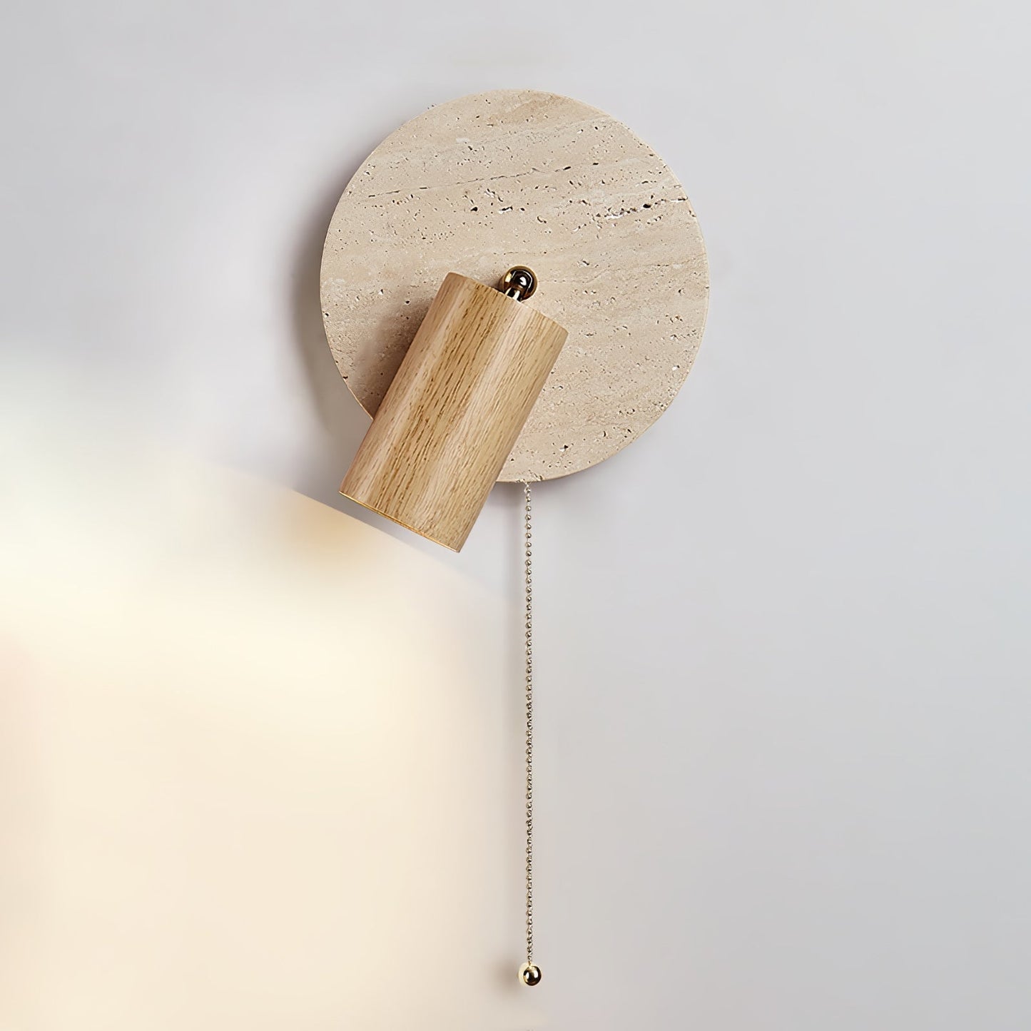 Luvidore | Sculptural Geometric Travertine Disc Swing Sconce Wall Light