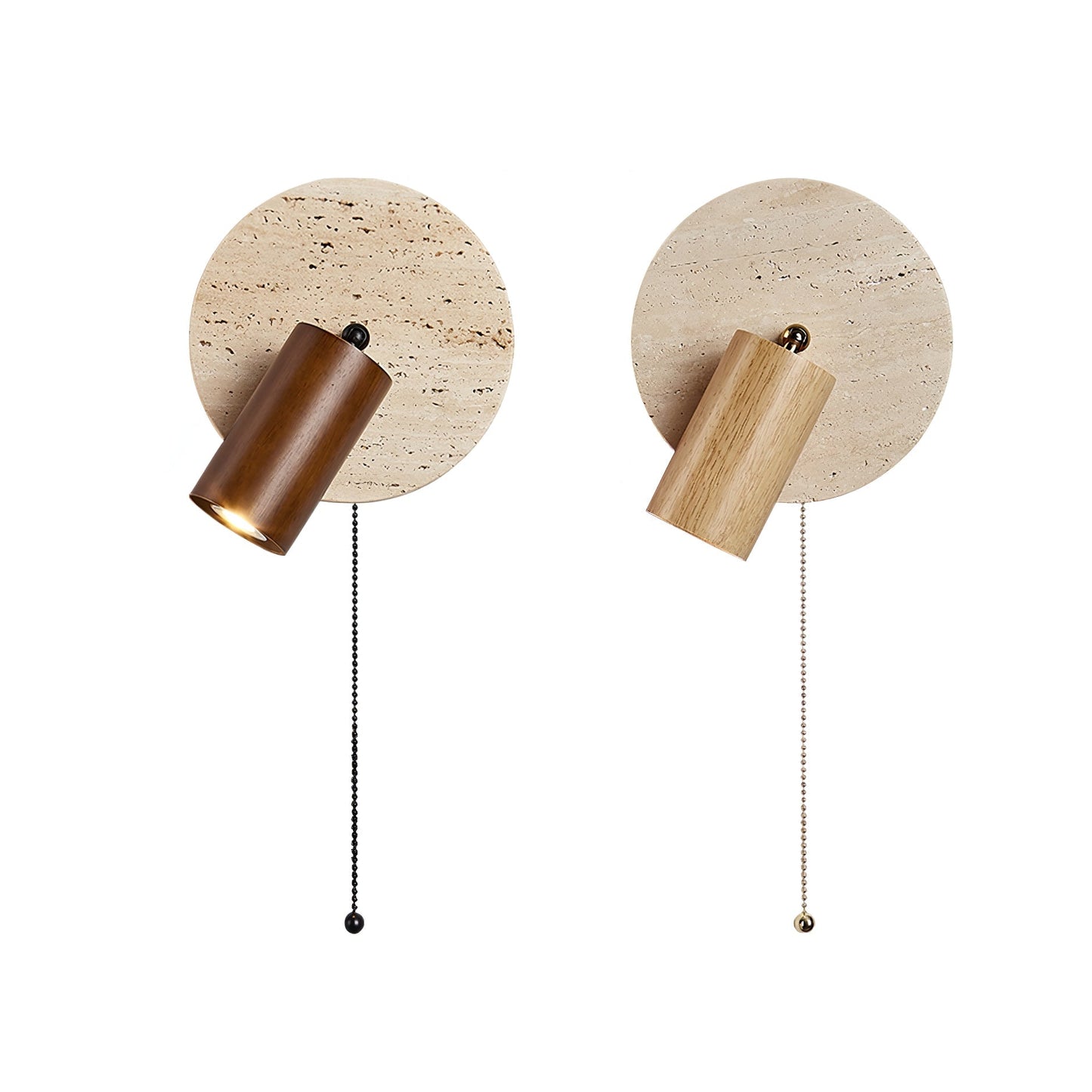 Luvidore | Sculptural Geometric Travertine Disc Swing Sconce Wall Light