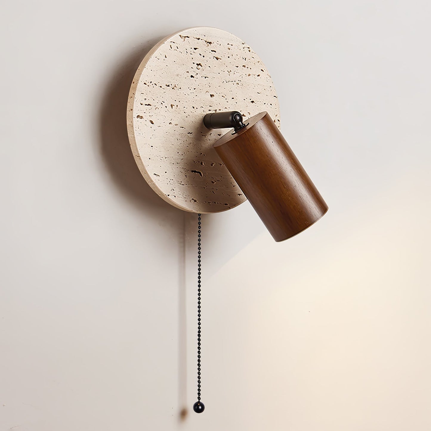 Luvidore | Sculptural Geometric Travertine Disc Swing Sconce Wall Light