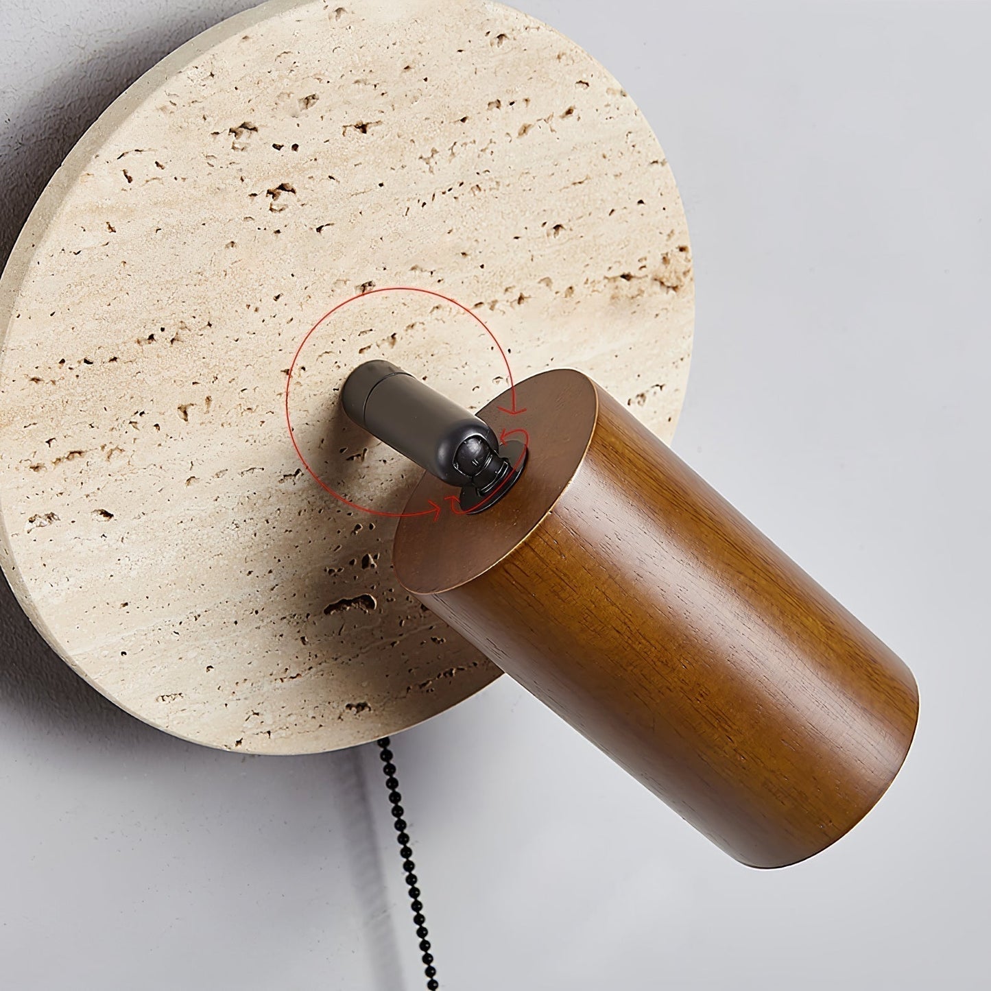 Luvidore | Sculptural Geometric Travertine Disc Swing Sconce Wall Light