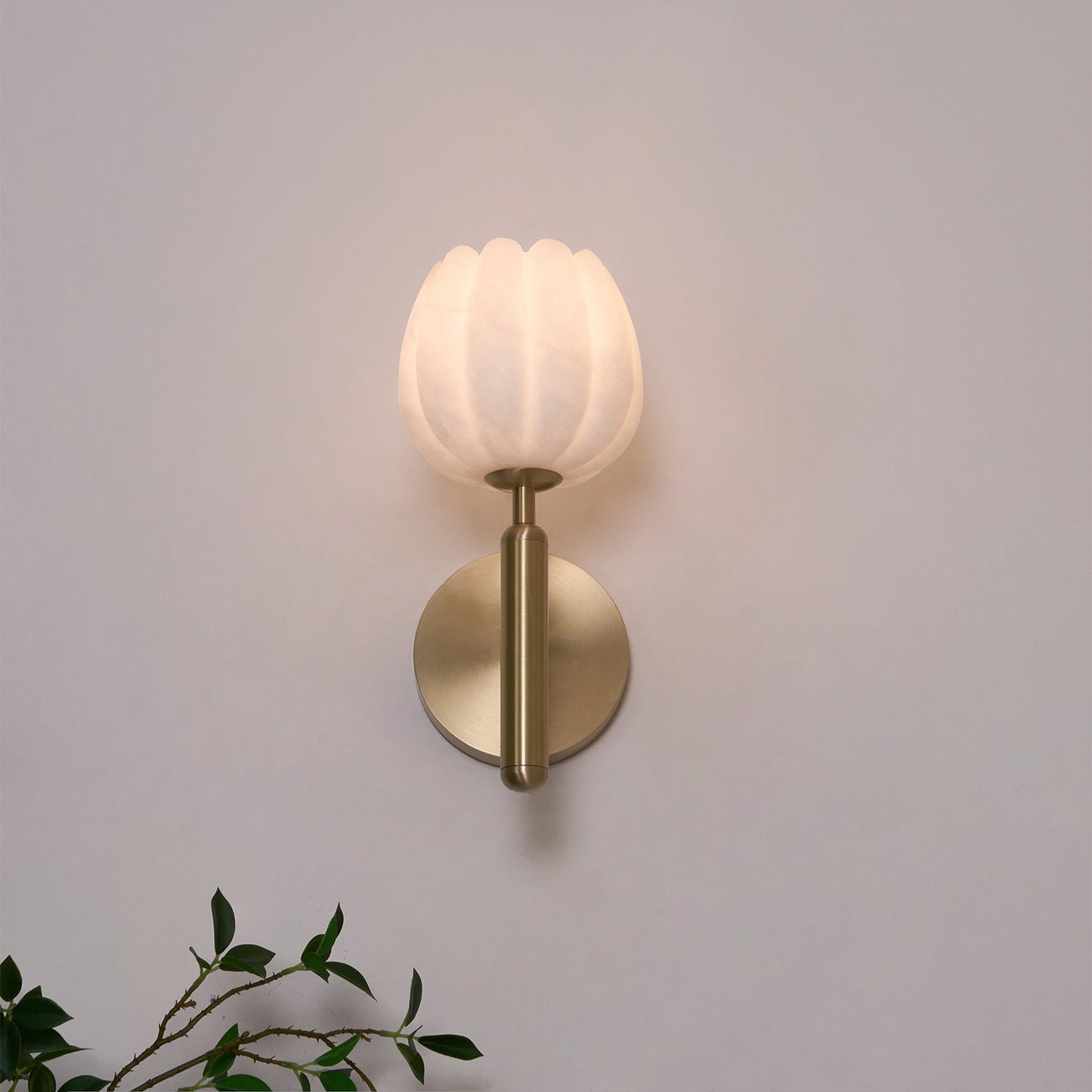 Lyhose | Botanical Alabaster Stone Floral Sculpture Wall Light