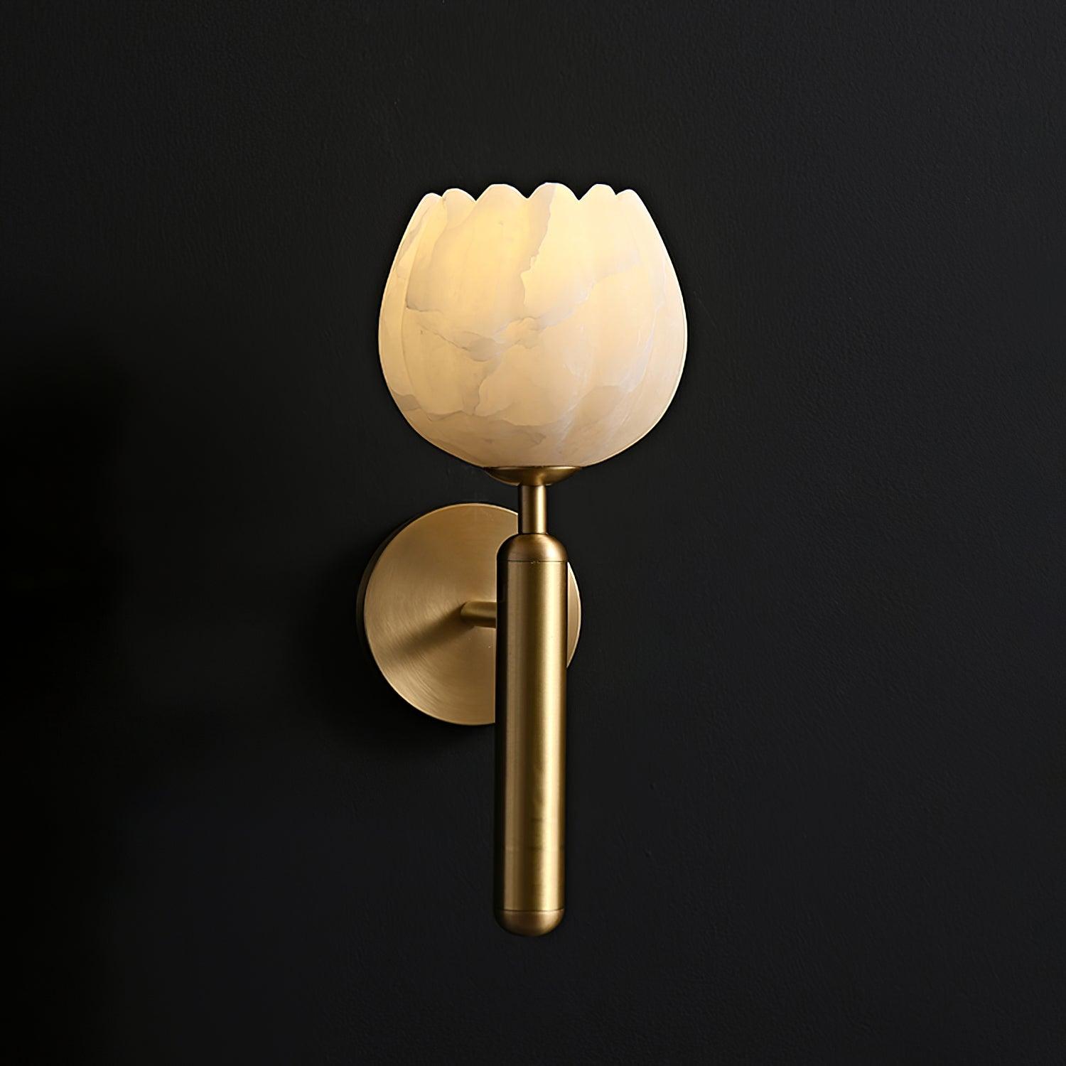 Lyhose | Botanical Alabaster Stone Floral Sculpture Wall Light