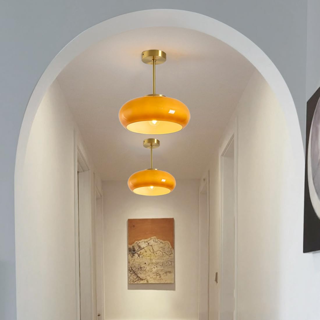 Vitrea | Retro Glossy Dome Semi Flush Ceiling Light