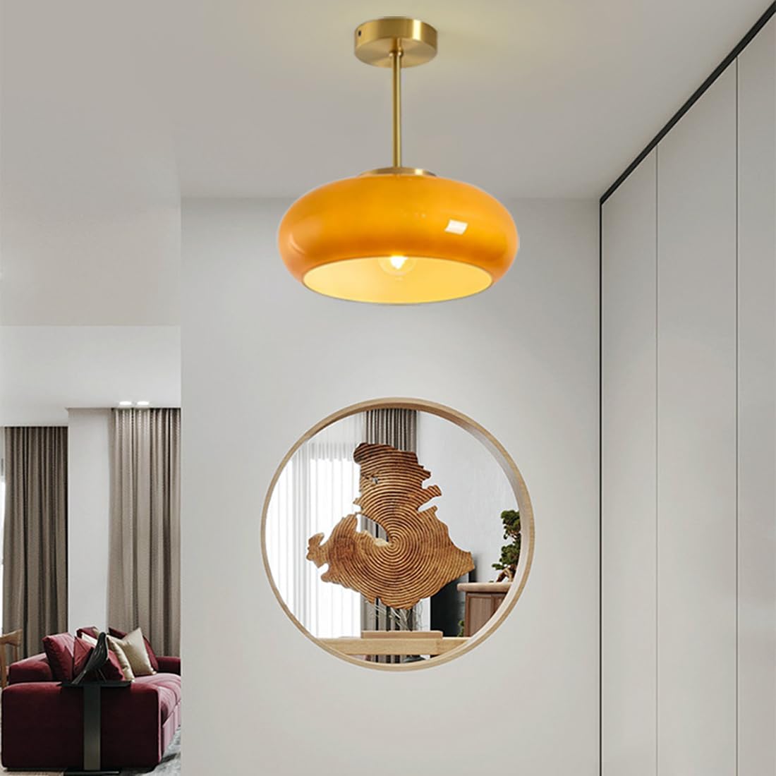Vitrea | Retro Glossy Dome Semi Flush Ceiling Light