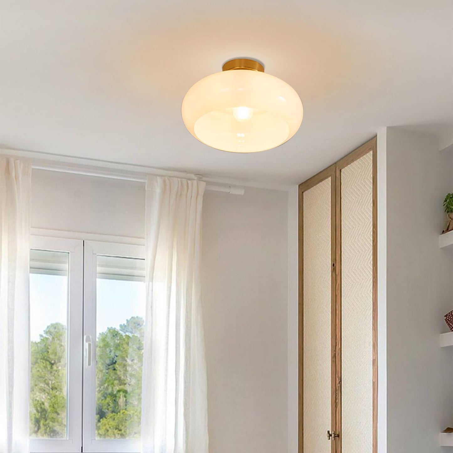 Vitrea | Retro Glossy Dome Semi Flush Ceiling Light