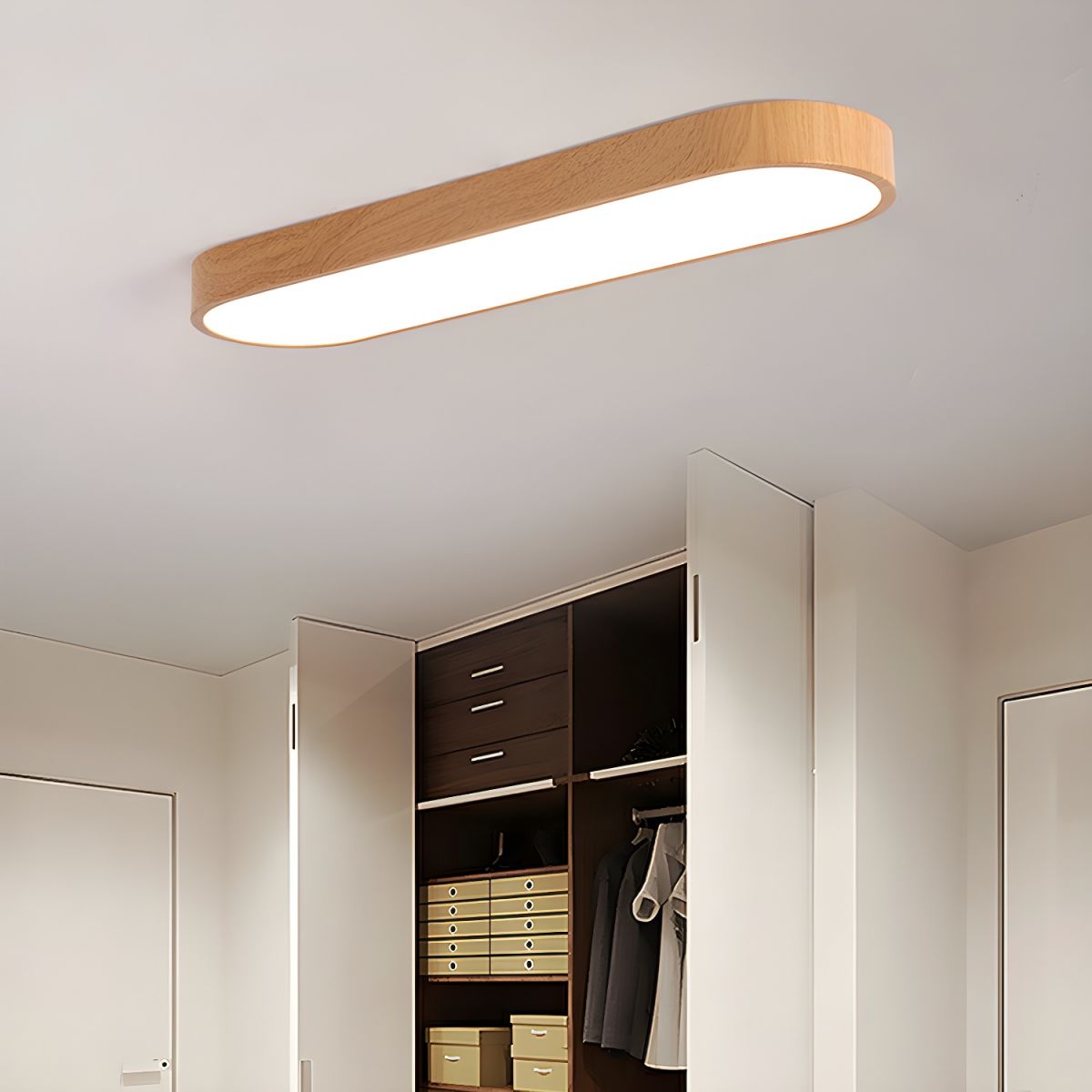 Lythara | Nordic Wood Flush Mount Circular LED Ceiling Light