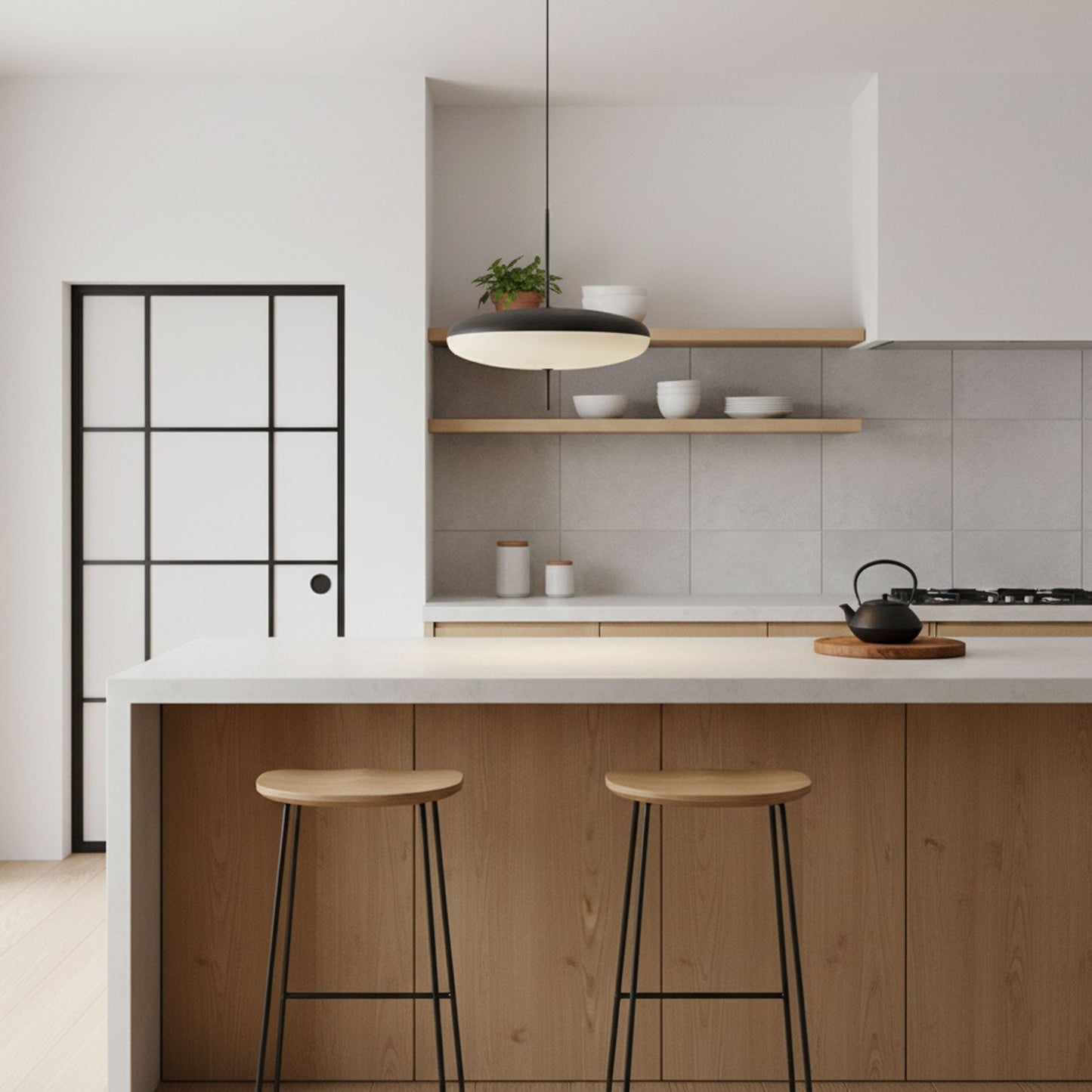 Belthorim | Opalescent Disc Silhouette Minimalist Pendant Light