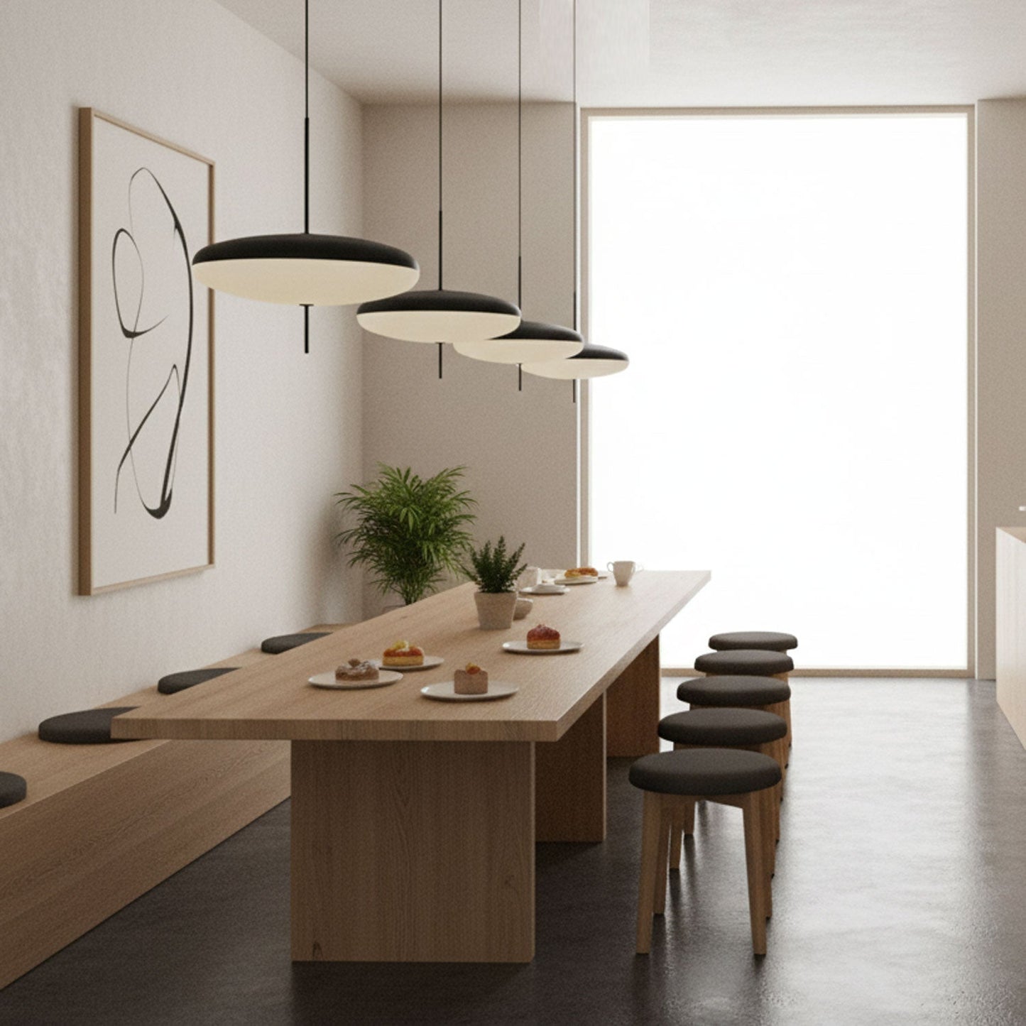 Belthorim | Opalescent Disc Silhouette Minimalist Pendant Light