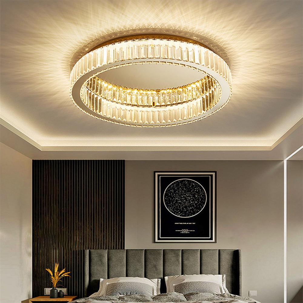 Aure | Elegant Golden Crystal Ring Ceiling Light